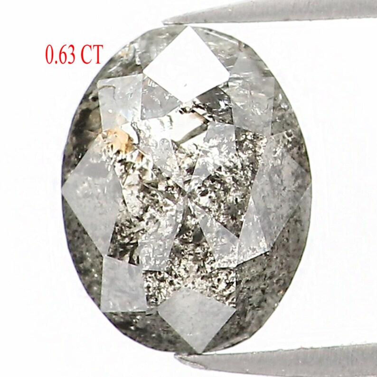 0.63 Ct Natural Loose Oval Shape Diamond Salt And Pepper Oval Cut Diamond 6.00 MM Natural Black Grey Color Oval Rose Cut Diamond NQ1529