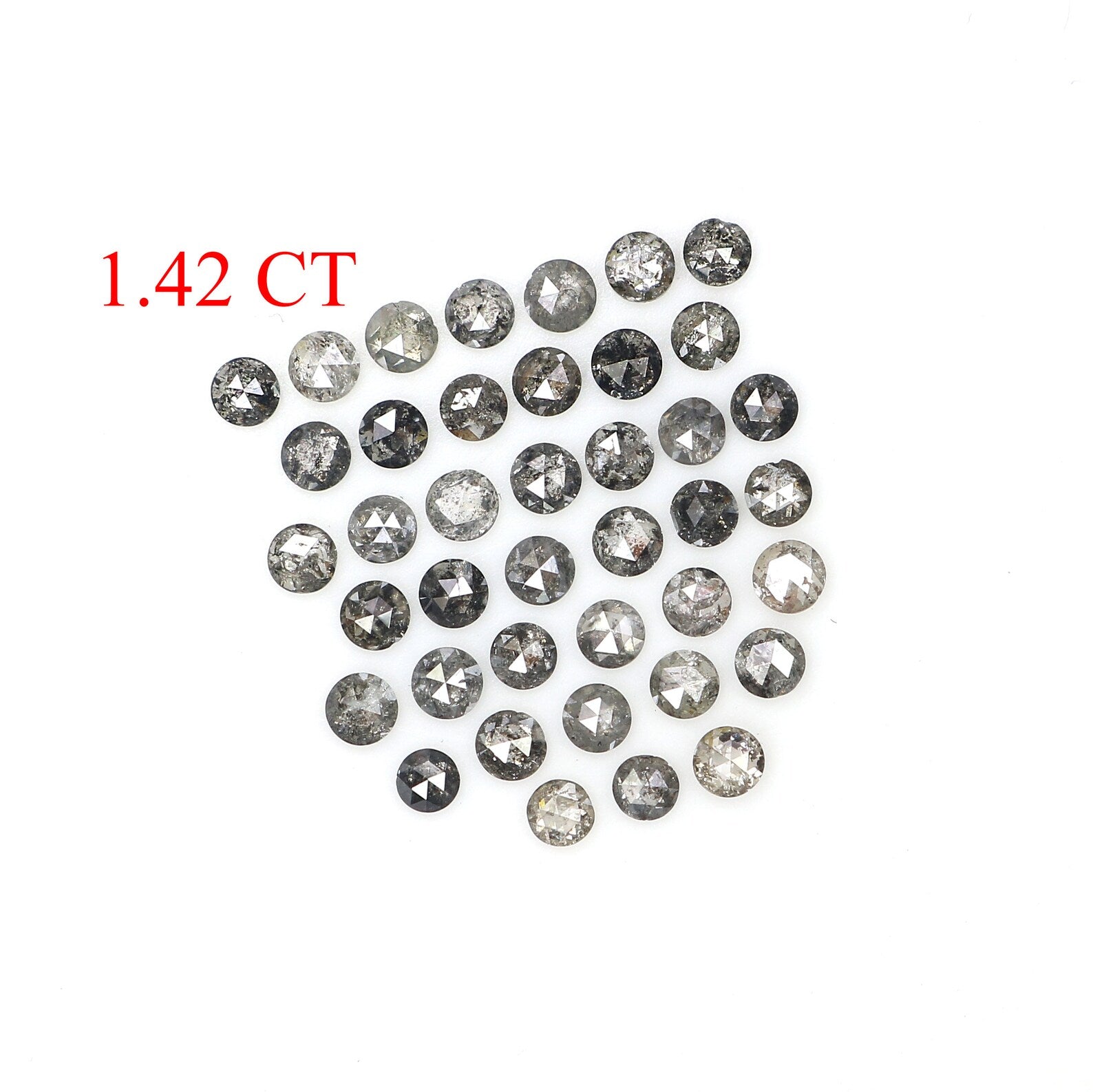 1.42 CT Natural Loose Round Shape Diamond Salt And Pepper Diamond 1.85 MM Natural Diamond Black Grey Color Round Rose Cut Diamond NQ2494