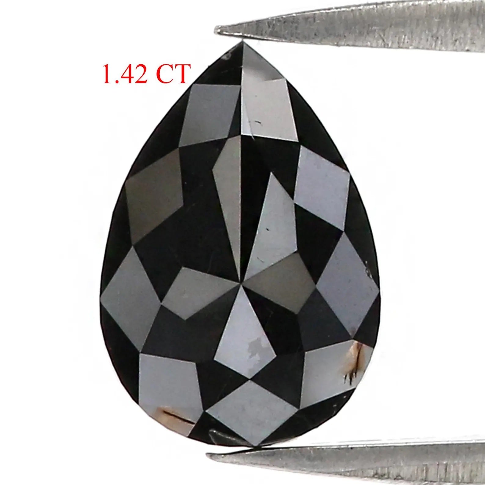 Natural Loose Pear Black Color Diamond 1.42 CT 9.35 MM Pear Shape Rose Cut Diamond KDN523