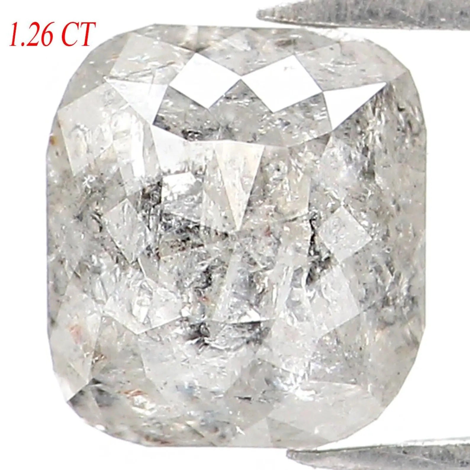 1.26 CT Natural Loose Cushion Cut Diamond Salt And Pepper Cushion Diamond 6.00 MM Natural Diamond Grey Color Cushion Rose Cut Diamond NQ7795