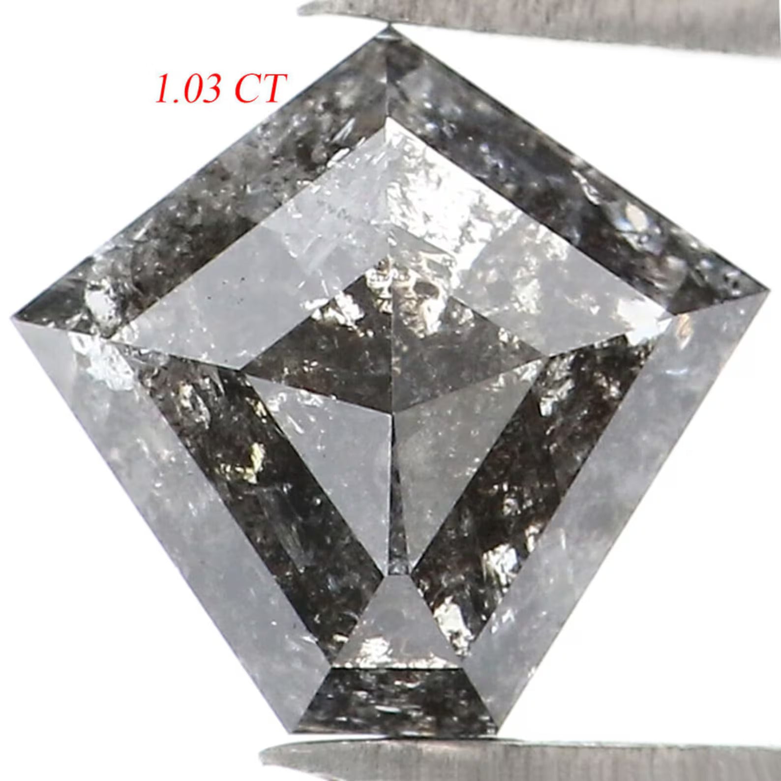 1.03 CT Natural Loose Pentagon Diamond Salt And Pepper Diamond 7.00 MM Natural Diamond Black Grey Color Pentagon Rose Cut Diamond NQ862