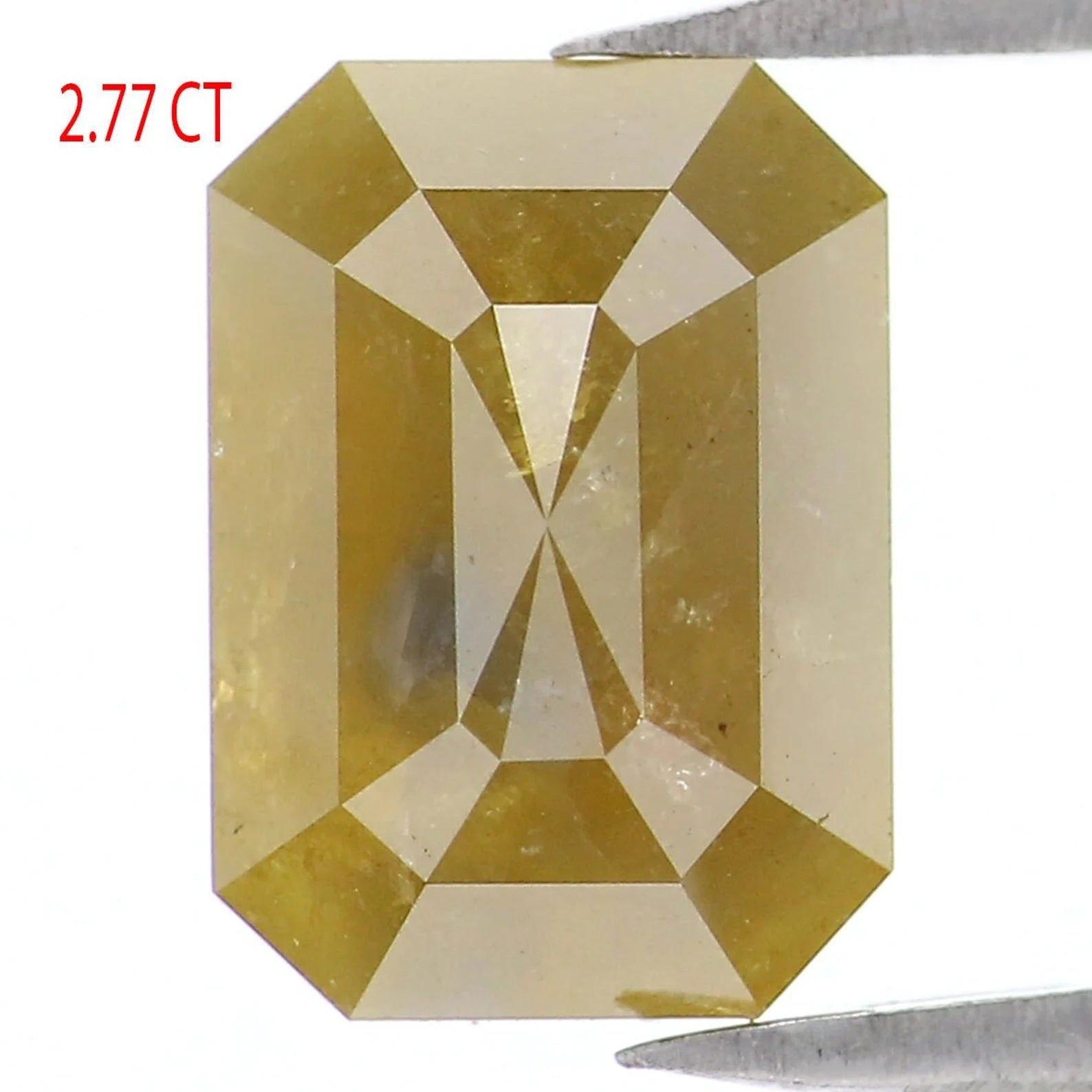 2.77 CT Natural Loose Emerald Shape Diamond Yellow Color Emerald Cut Diamond 8.90 MM Natural Loose Emerald Shape Rose Cut Diamond QN153
