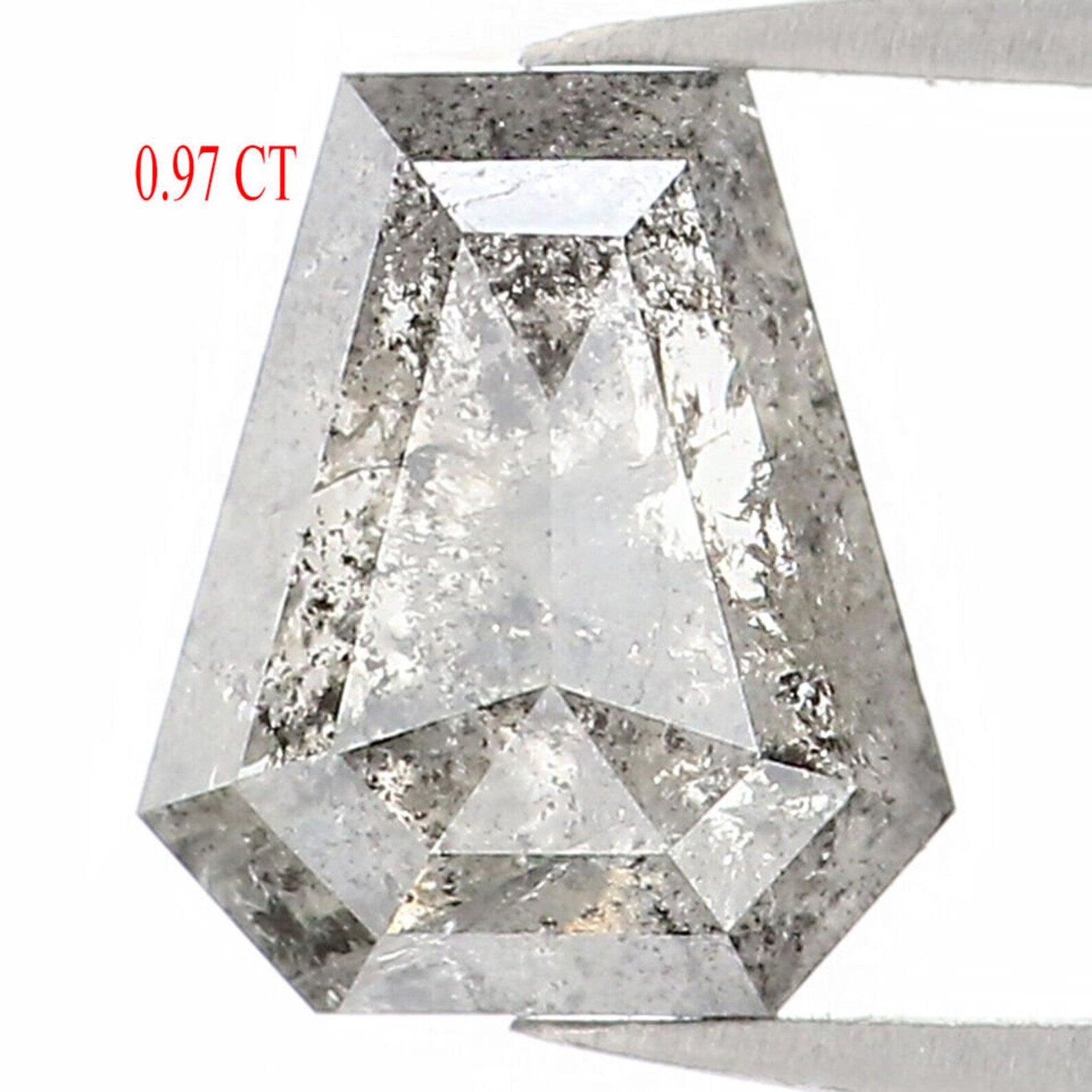 0.97 CT Natural Loose Coffin Shape Diamond Salt And Pepper Coffin Cut Diamond 6.70 MM Black Grey Color Coffin Shape Rose Cut Diamond QN1553