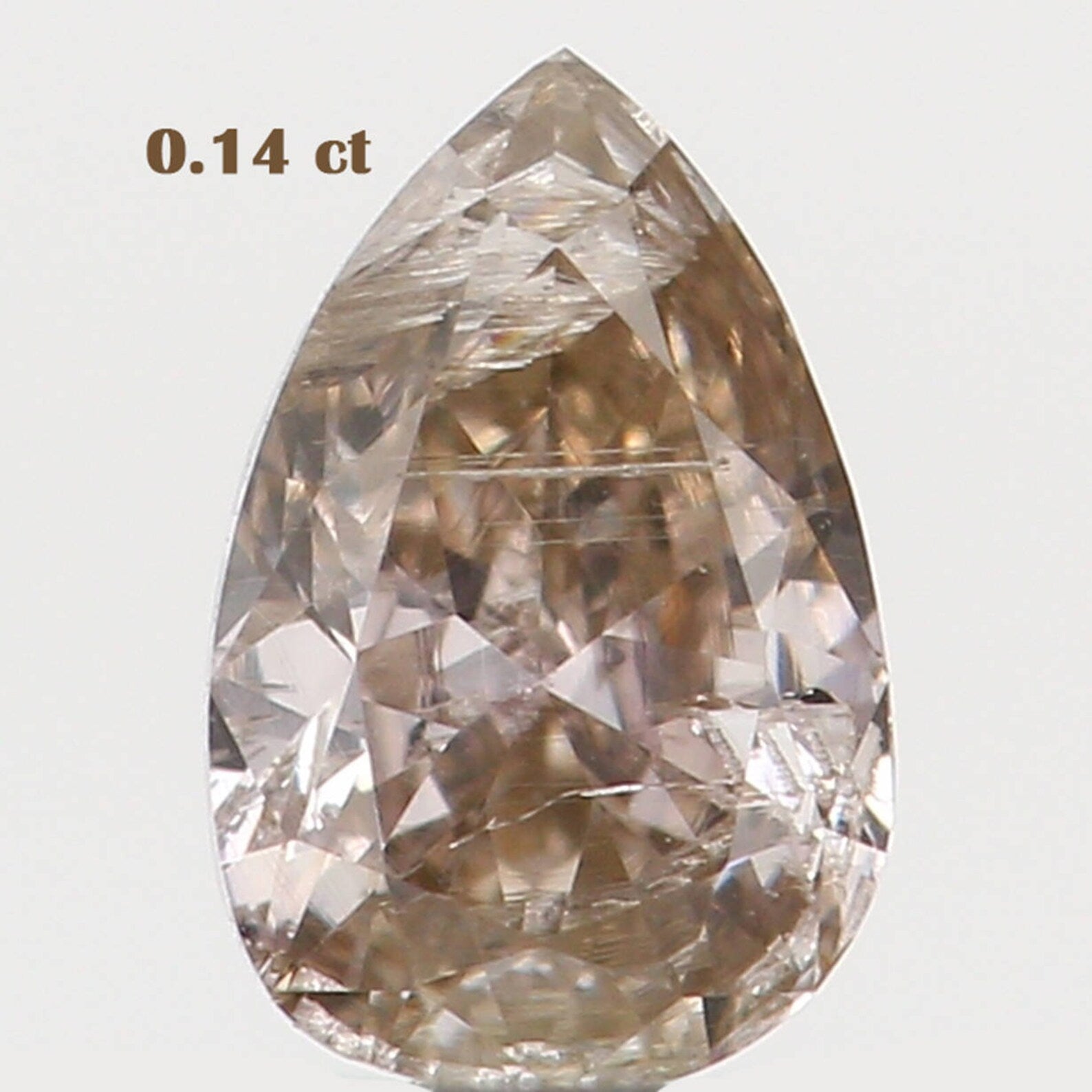 0.14 Ct Natural Loose Diamond Pear Brown Color I2 Clarity 4.10 MM N7488
