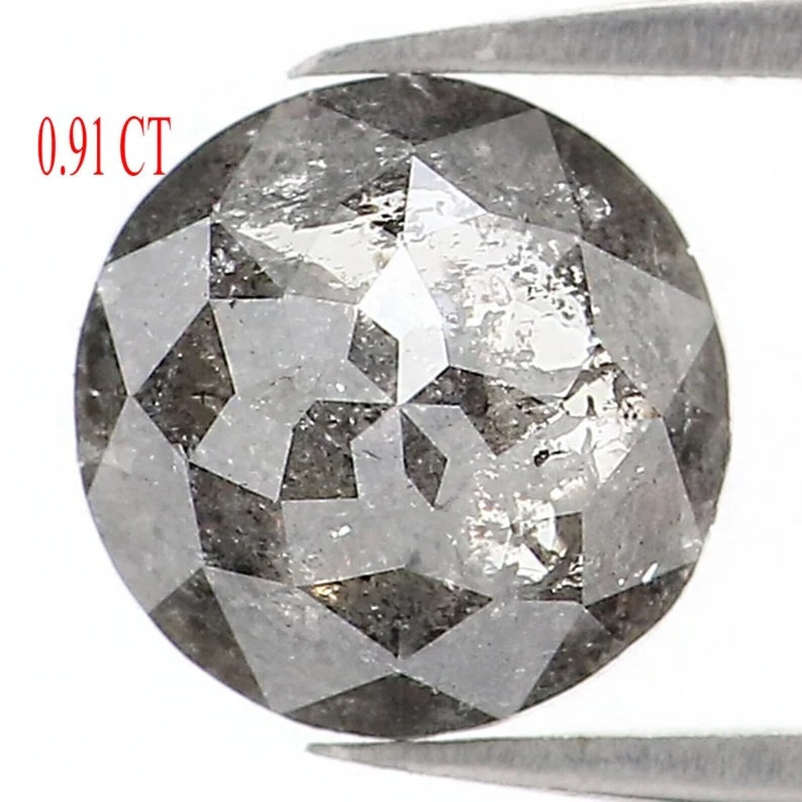0.91 CT Natural Loose Round Cut Diamond Salt And Pepper Diamond 6.10 MM Natural Loose Diamond Black Grey Color Round Rose Cut Diamond NQ1552