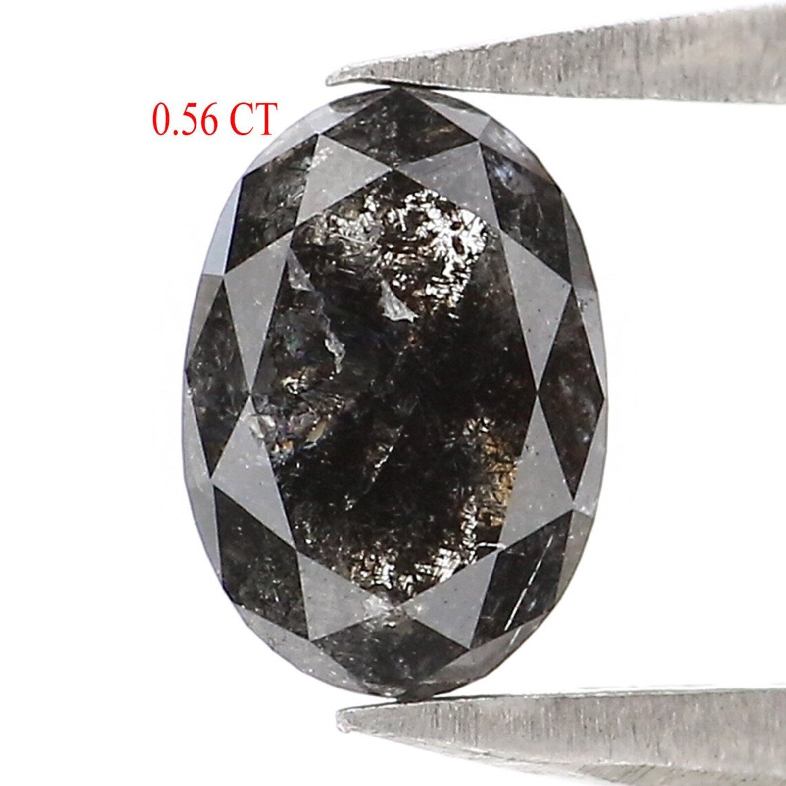 0.56 CT Natural Loose Oval Shape Diamond Salt And Pepper Oval Diamond 6.20 MM Natural Diamond Black Grey Color Oval Rose Cut Diamond NQ2445