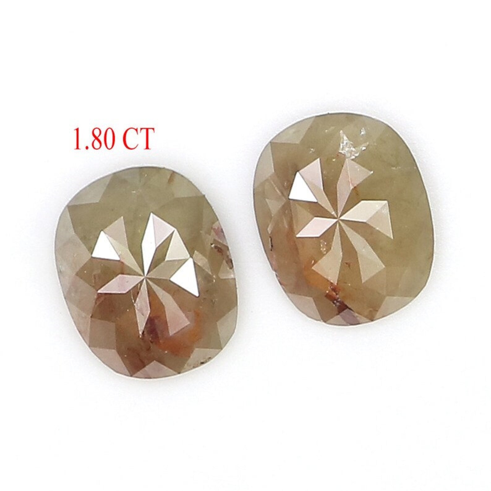1.80 Ct Natural Loose Oval Shape Pair Diamond Grey Brown Color Oval Diamond 7.20 MM Natural Grey Brown Color Oval Rose Cut Diamond NQ2481