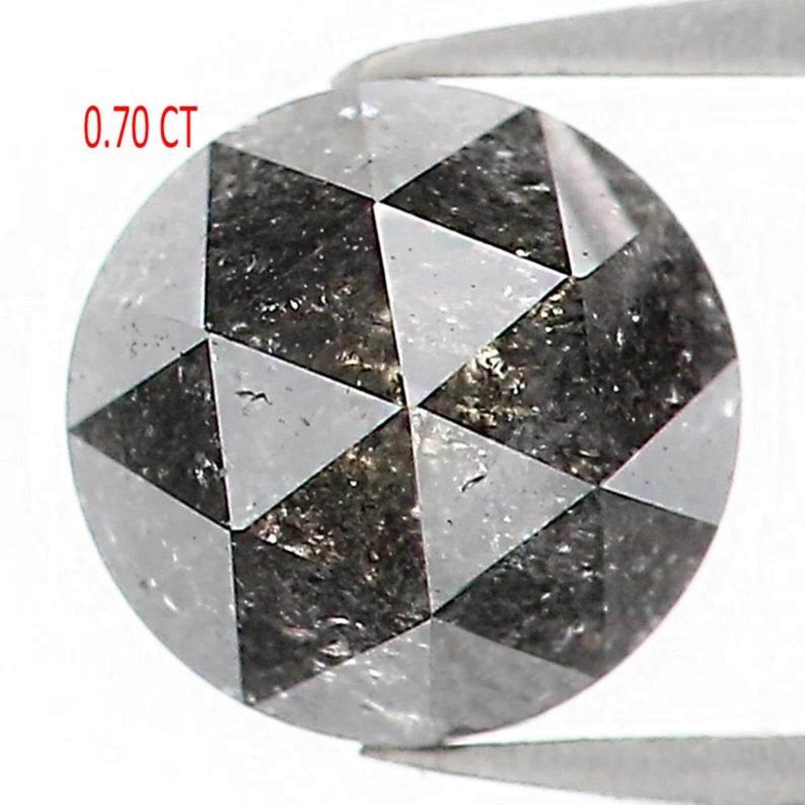 0.70 Ct Natural Loose Round Shape Diamond Salt And Pepper Round Cut Diamond 5.10 MM Natural Black Gray Color Round Rose Cut Diamond NQ1514