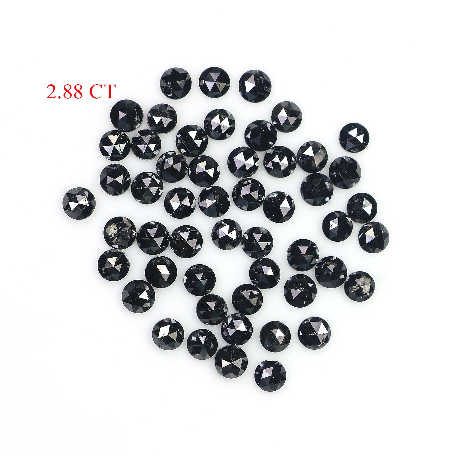 2.88 CT Natural Loose Round Rose Cut Diamond Black Color Round Shape Diamond 2.30 MM Natural Loose Black Color Round Rose Cut Diamond LQ1813