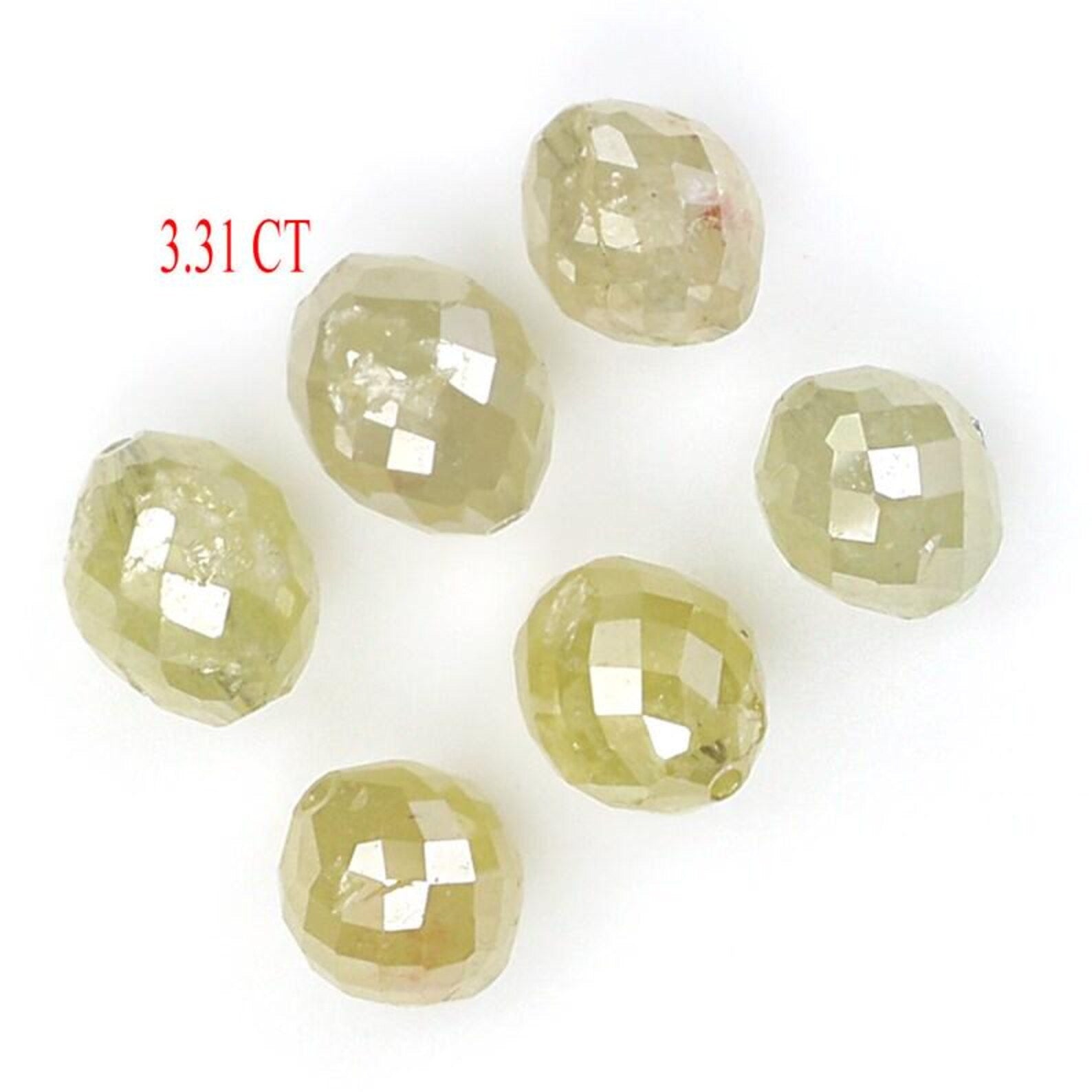 3.31 CT Natural Loose Egg Shape Bead Diamond Yellow Color Bead Diamond 4.30 MM Natural Diamond Gray Color Egg Shape Rose Cut Diamond NQB1785