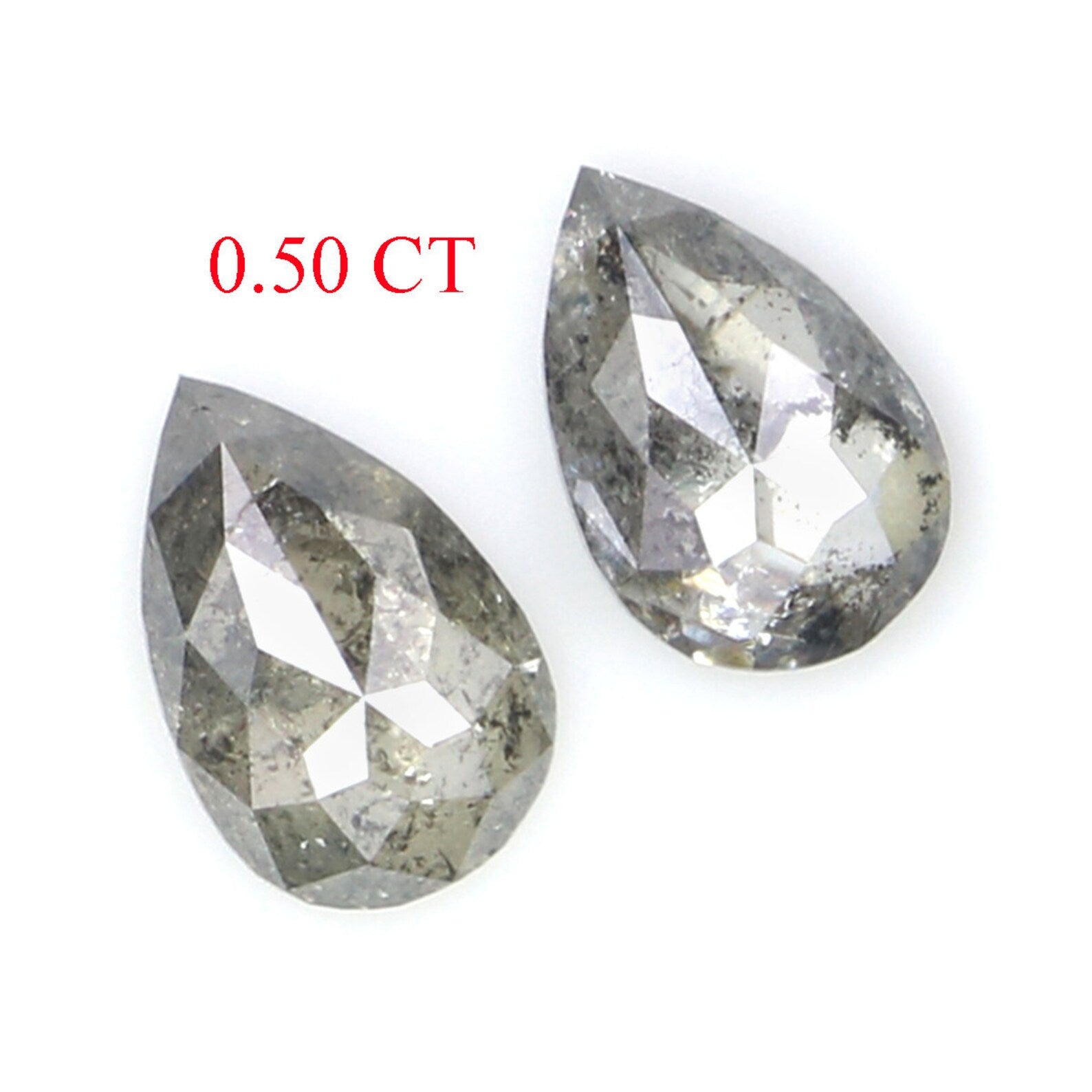 Natural Loose Pear Diamond, Salt And Pepper Pear Diamond, Natural Loose Diamond, Pear Rose Cut Diamond, 0.50 CT Pear Shape Diamond, KDN2277