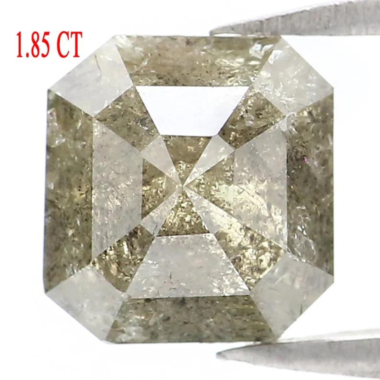 1.85 CT Natural Loose Emerald Shape Diamond Green Color Emerald Cut Diamond 6.65 MM Natural Loose Gray Color Emerald Rose Cut Diamond NQ8982