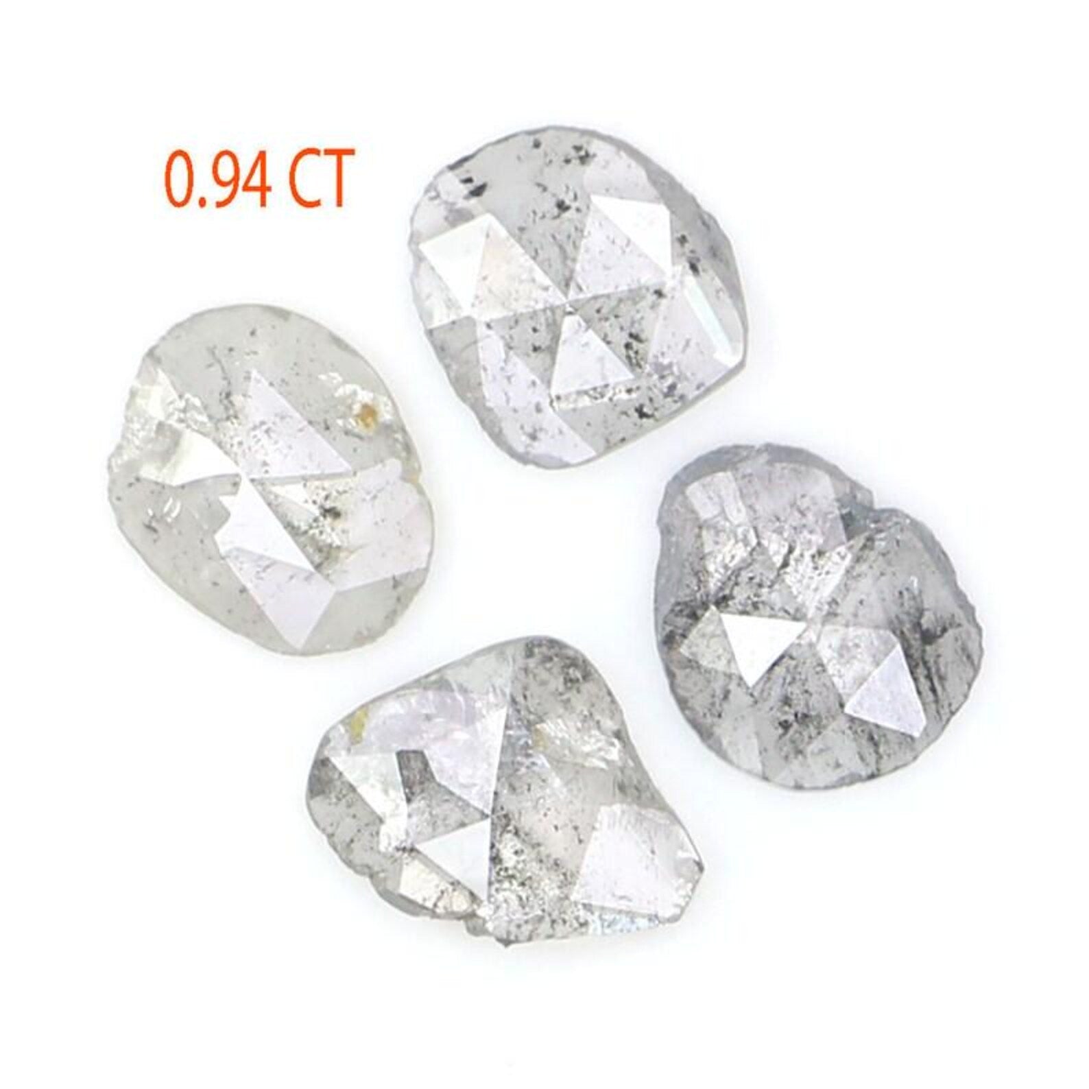 0.94 Ct Natural Loose Slice Shape Diamond Salt And Pepper Slice Cut Diamond 4.90 MM Natural Black Gray Color Slice Rose Cut Diamond NQ2147