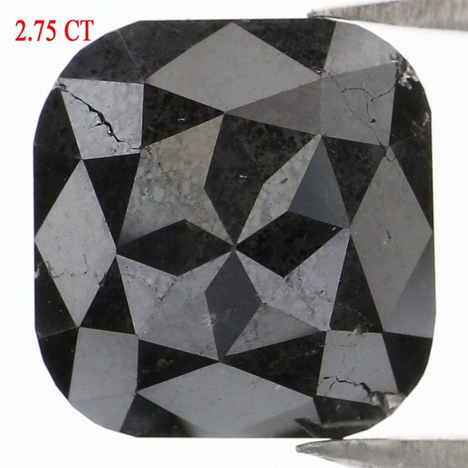 2.75 CT Natural Loose Cushion Shape Diamond Black Color Cushion Diamond 9.10 MM Natural Loose Black Color Cushion Rose Cut Diamond NQ9596