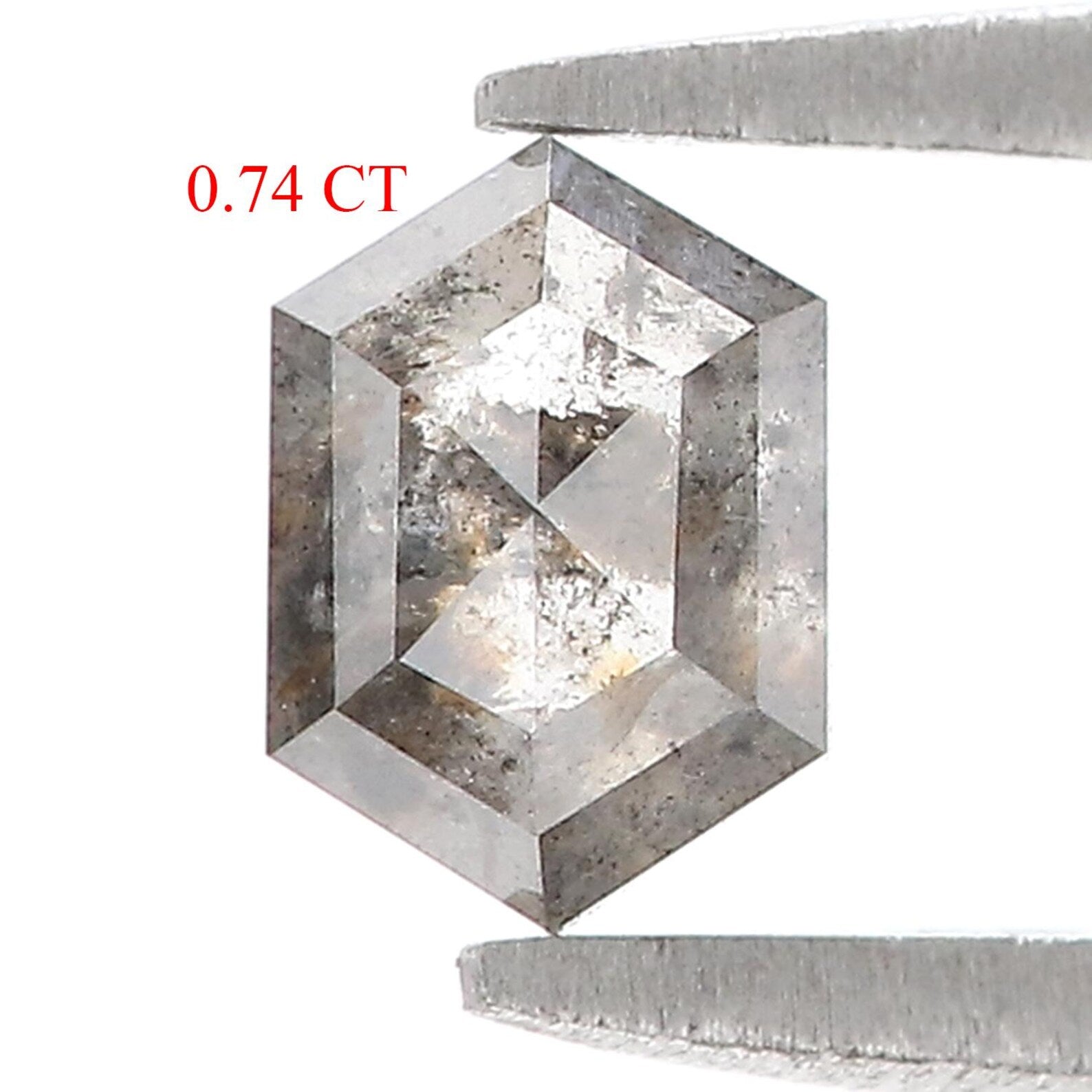 0.74 CT Natural Loose Hexagon Shape Diamond Salt And Pepper Diamond 6.05 MM Natural Loose Black Grey Color Hexagon Rose Cut Diamond QN585
