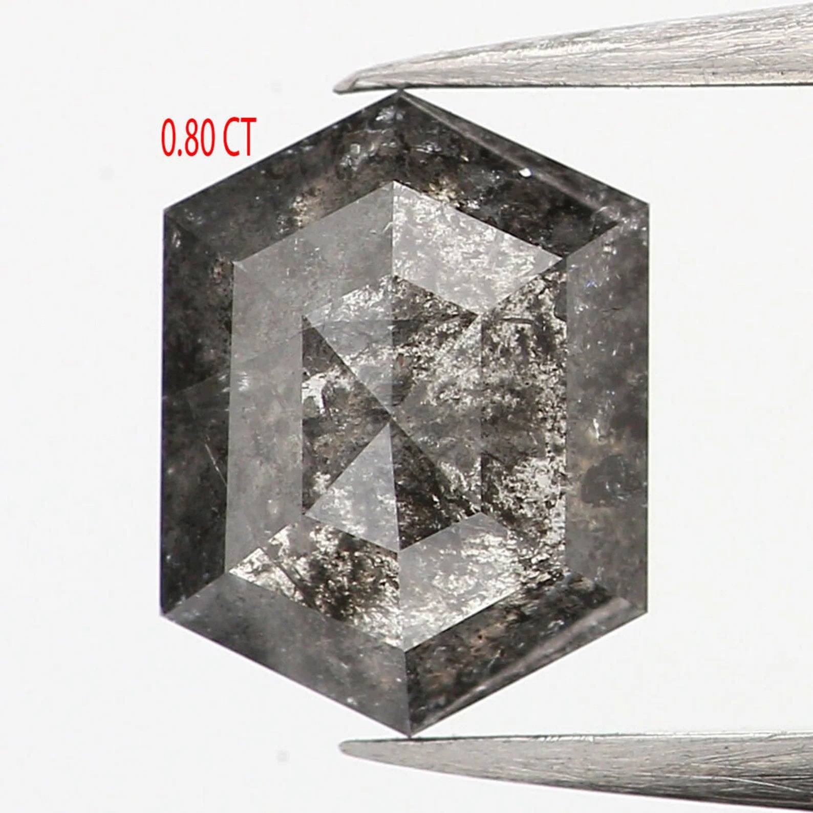 0.80 CT Natural Loose Hexagon Shape Diamond Salt And Pepper Hexagon Cut Diamond 6.30 MM Natural Loose Hexagon Shape Rose Cut Diamond QN1135