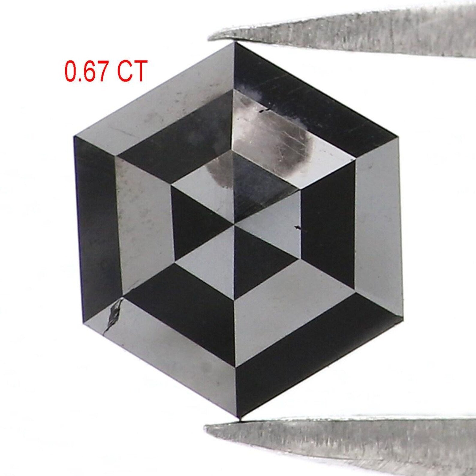 0.67 CT Natural Loose Hexagon Shape Diamond Black Color Hexagon Diamond 6.75 MM Natural Loose Black Color Hexagon Rose Cut Diamond NQ2237