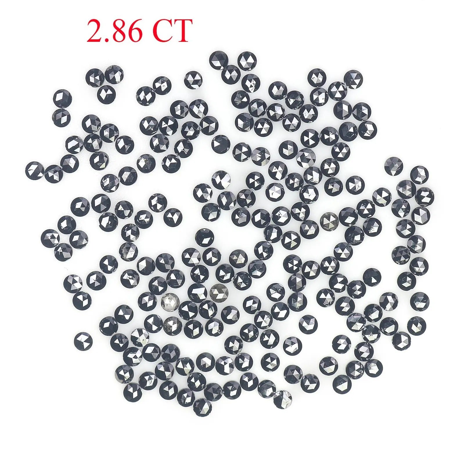 2.86 CT Natural Loose Round Shape Diamond Black Color Round Diamond 1.60 MM Natural Loose Diamond Black Color Round Rose Cut Diamond NQ1819