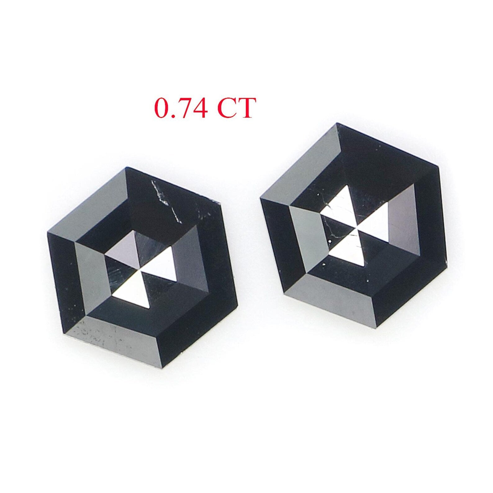 0.74 CT Natural Loose Hexagon Shape Pair Diamond Black Color Hexagon Cut Diamond 5.70 MM Natural Black Color Hexagon Rose Cut Diamond NQ2301