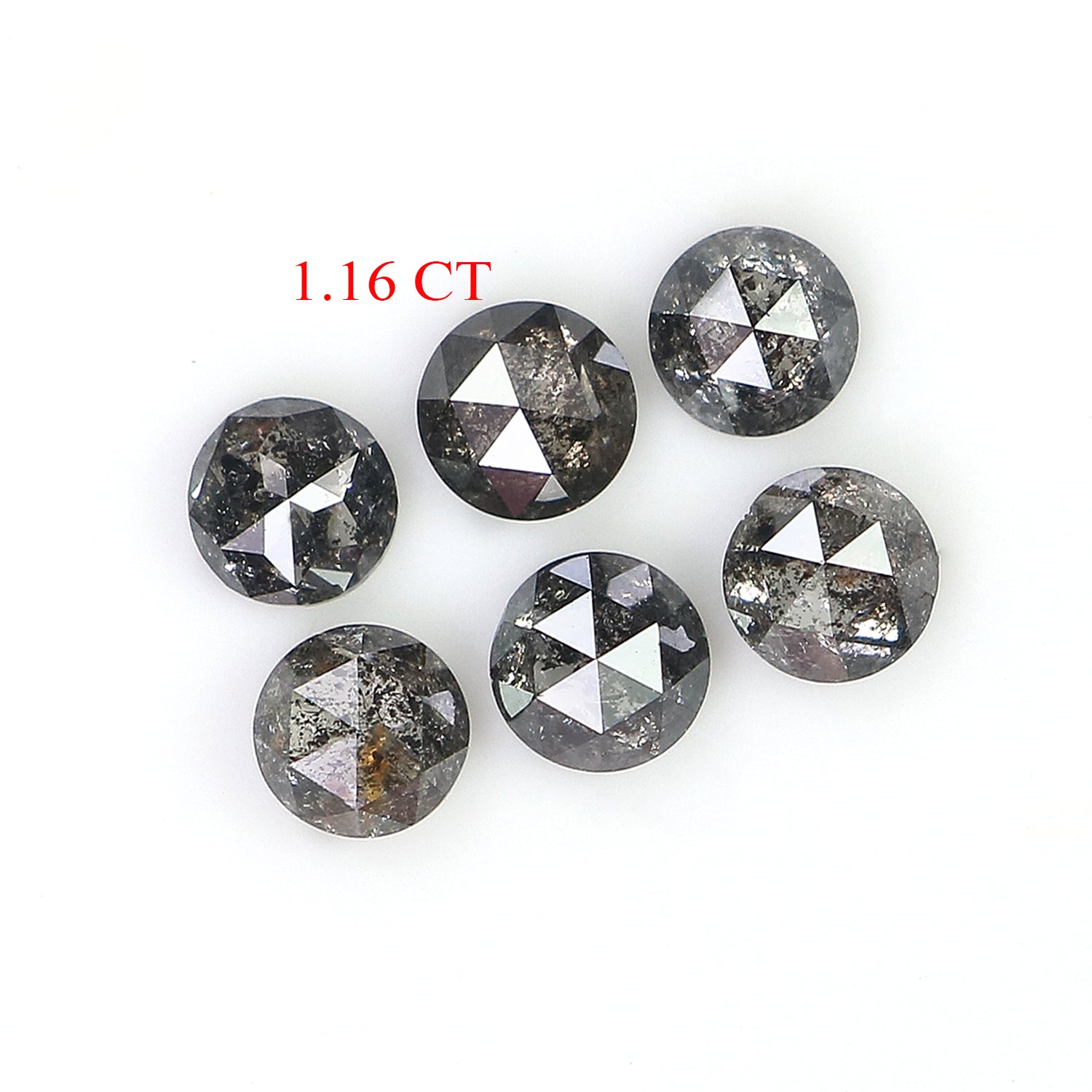 1.16 Ct Natural Loose Round Rose Cut Diamond Salt And Pepper Round Shape Diamond 3.50 MM Natural Black Grey Round Rose Cut Diamond LQ2785