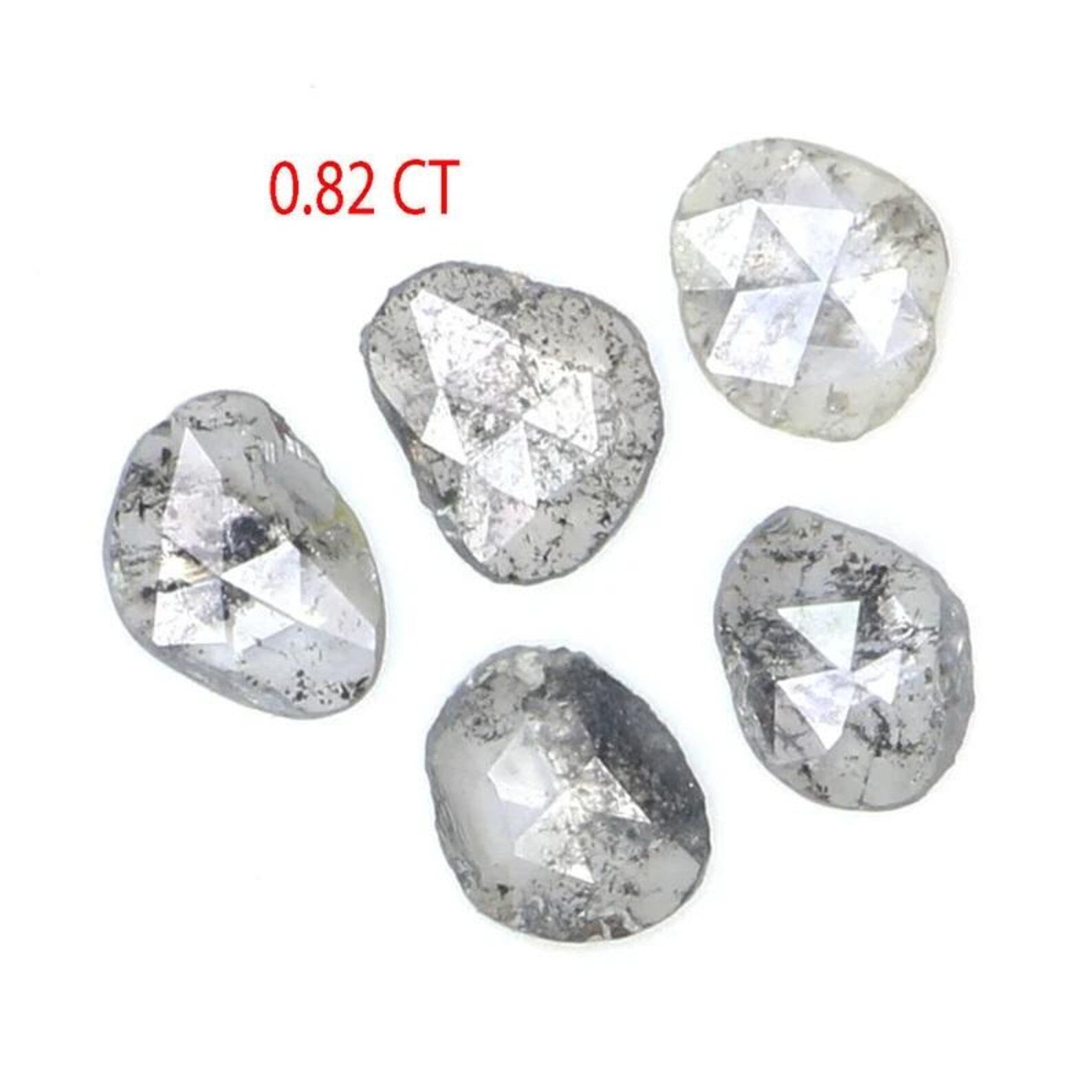 0.82 CT Natural Loose Slice Shape Diamond Salt And Pepper Slice Cut Diamond 4.60 MM Natural Black Grey Color Slice Rose Cut Diamond NQ2145