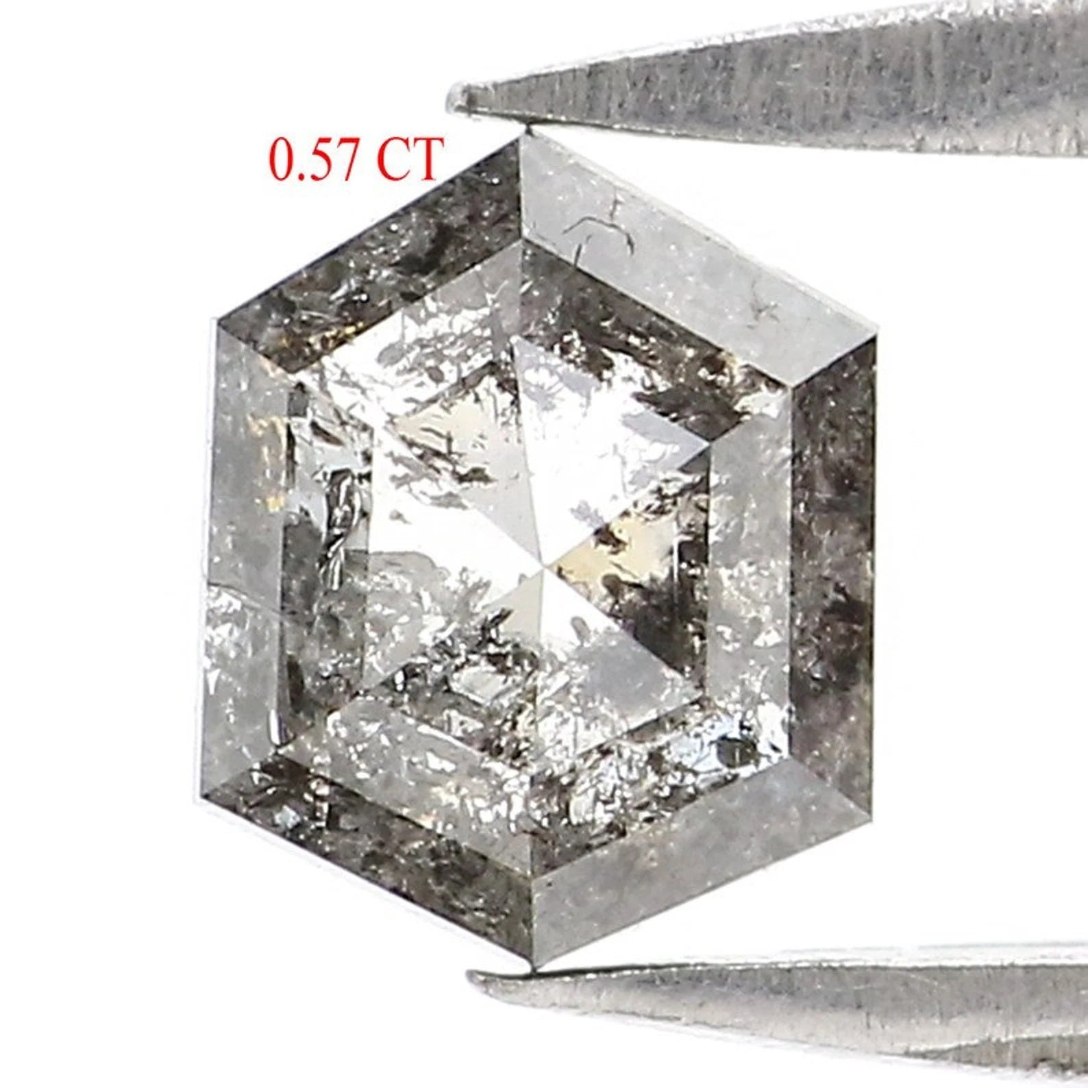 0.57 CT Natural Loose Hexagon Shape Diamond Salt And Pepper Hexagon Diamond 5.75 MM Natural Loose Diamond Hexagon Rose Cut Diamond NQ2459