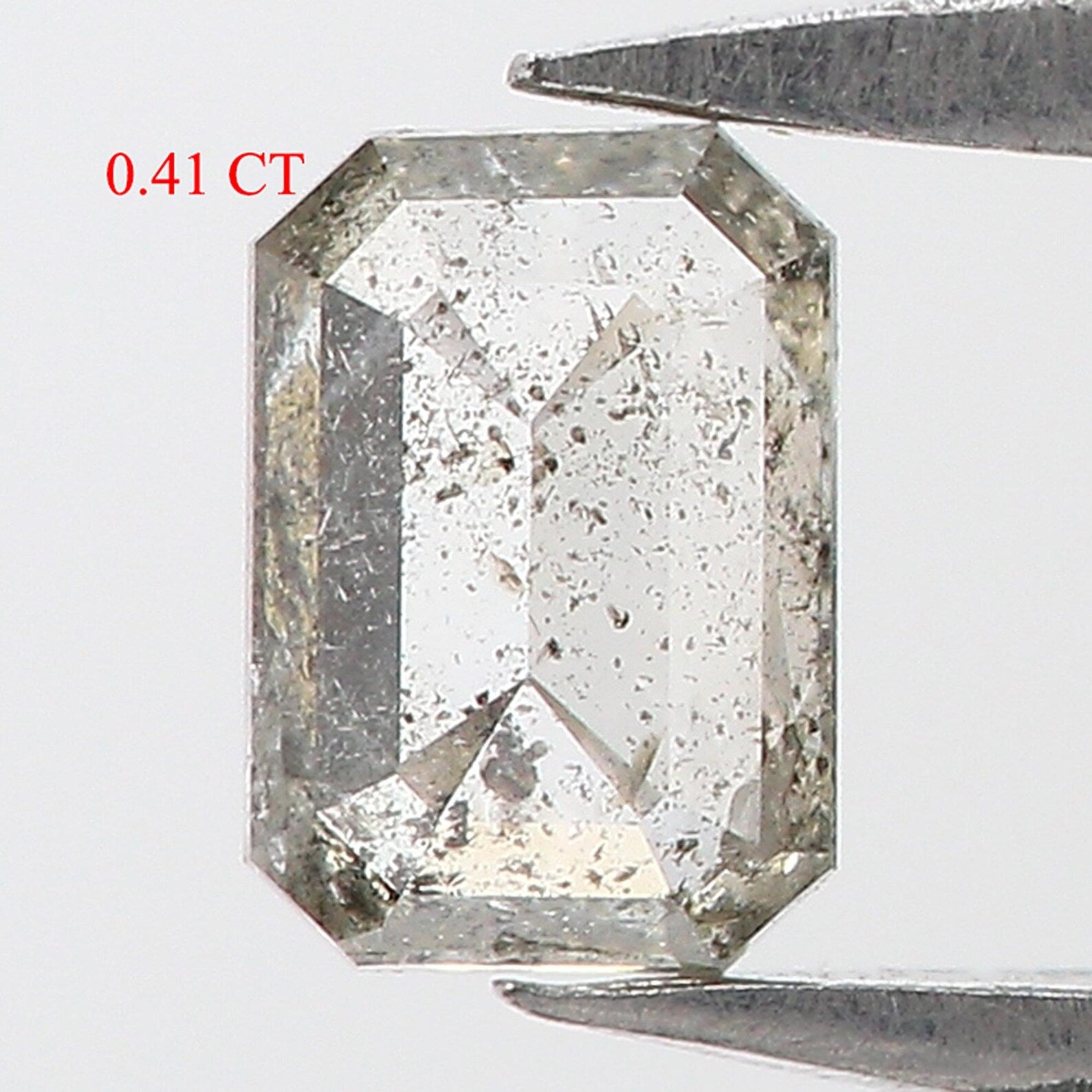 0.41 CT Natural Loose Emerald Shape Diamond Salt And Pepper Emerald Diamond 5.15 MM Natural Black Grey Color Emerald Rose Cut Diamond NQ2560