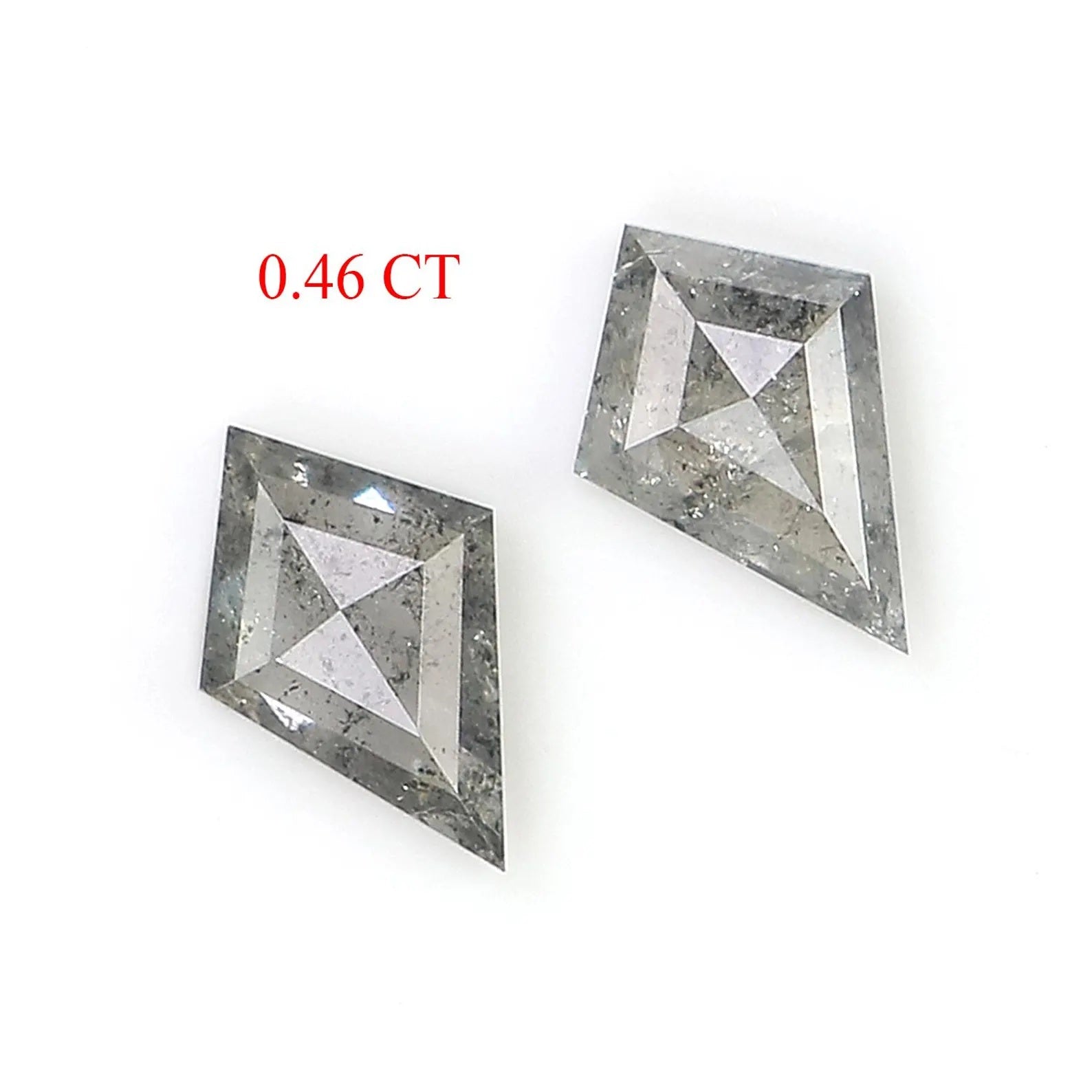 0.46 Ct Natural Loose Kite Shape Pair Diamond Salt And Pepper Kite Diamond 5.80 MM Natural Black Gray Color Kite Rose Cut Diamond NQ2341