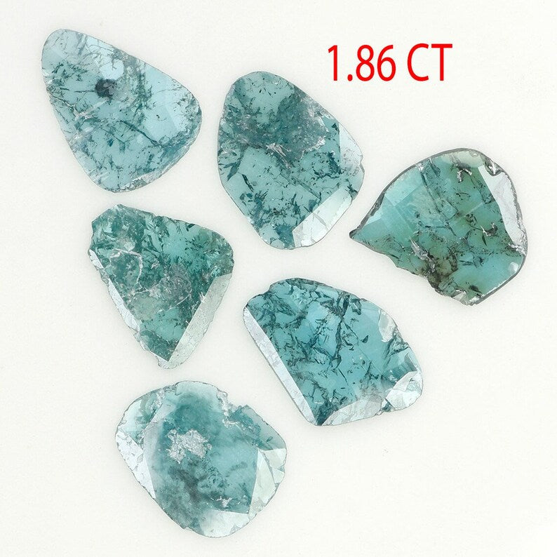 1.86 Ct Natural Loose Slice Shape Diamond Blue Color Slice Cut Diamond 7.70 MM Natural Loose Diamond Blue Color Irregular Cut Diamond NQ1315