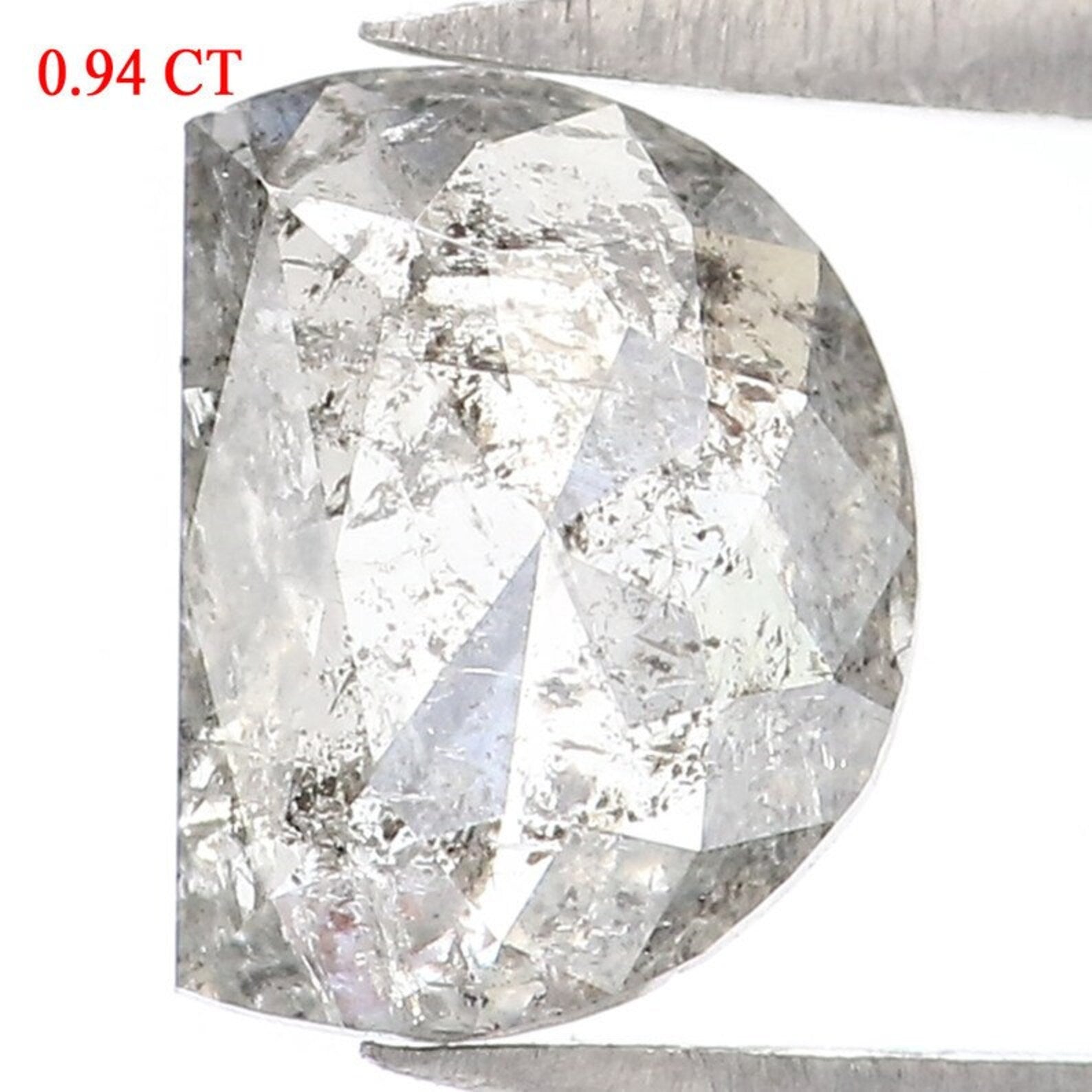 0.94 CT Natural Loose Half Moon Shape Diamond Salt And Pepper Half Moon Diamond Diamond 7.30 MM Black Grey Color Half Moon Cut Diamond QN725