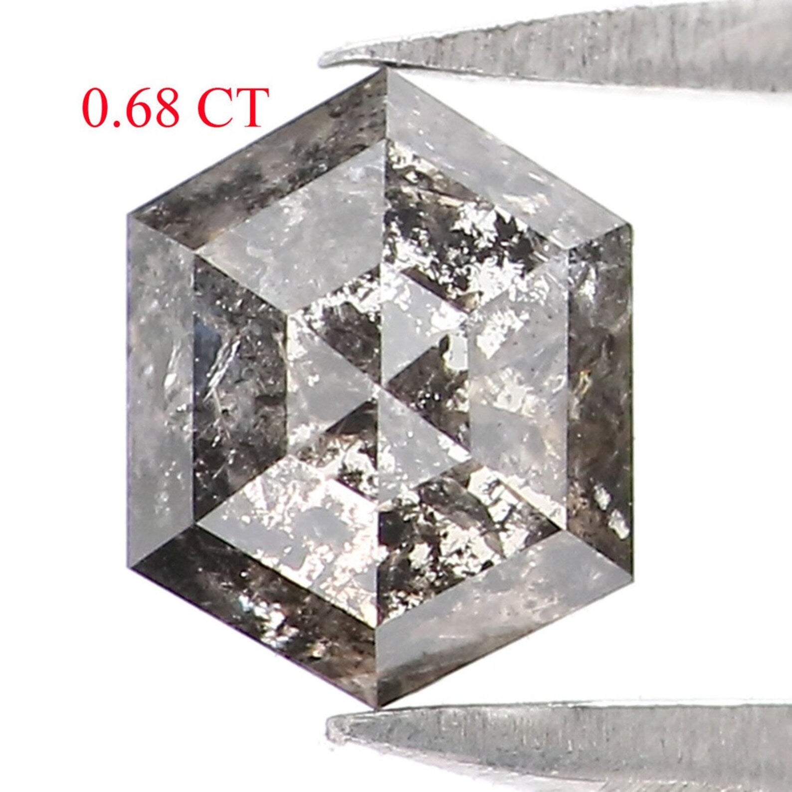 0.68 CT Natural Loose Hexagon Shape Diamond Salt And Pepper Hexagon Cut Diamond 5.85 MM Natural Loose Hexagon Shape Rose Cut Diamond NQ2249