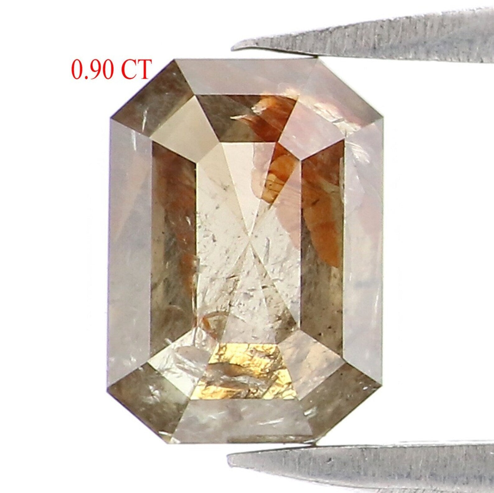 0.90 Ct Natural Loose Emerald Shape Diamond Grey Green Color Emerald Diamond 6.55 MM Natural Loose Grey Green Emerald Rose Cut Diamond NQ984