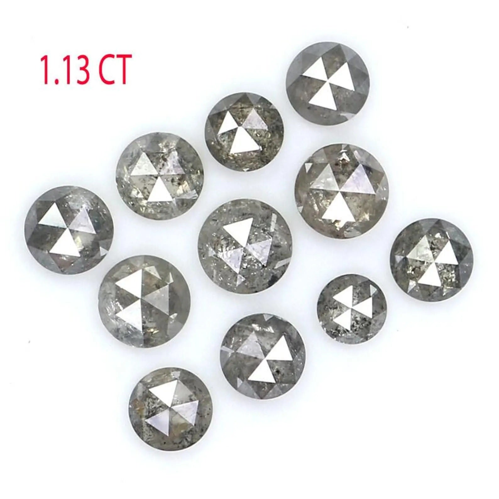 1.13 CT Natural Loose Round Shape Diamond Salt And Pepper Round Cut Diamond 2.35 MM Natural Black Grey Color Round Rose Cut Diamond NQ2065