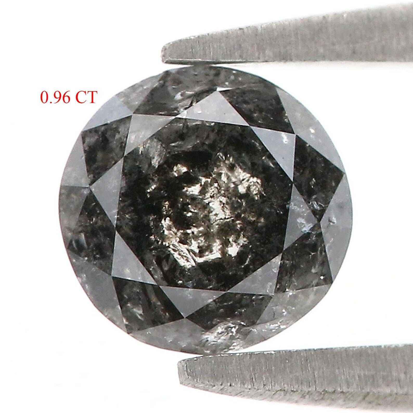 0.96 Ct Natural Loose Round Shape Diamond Salt And Pepper Round Cut Diamond 6.00 MM Natural Black Grey Color Round Rose Cut Diamond QN1216