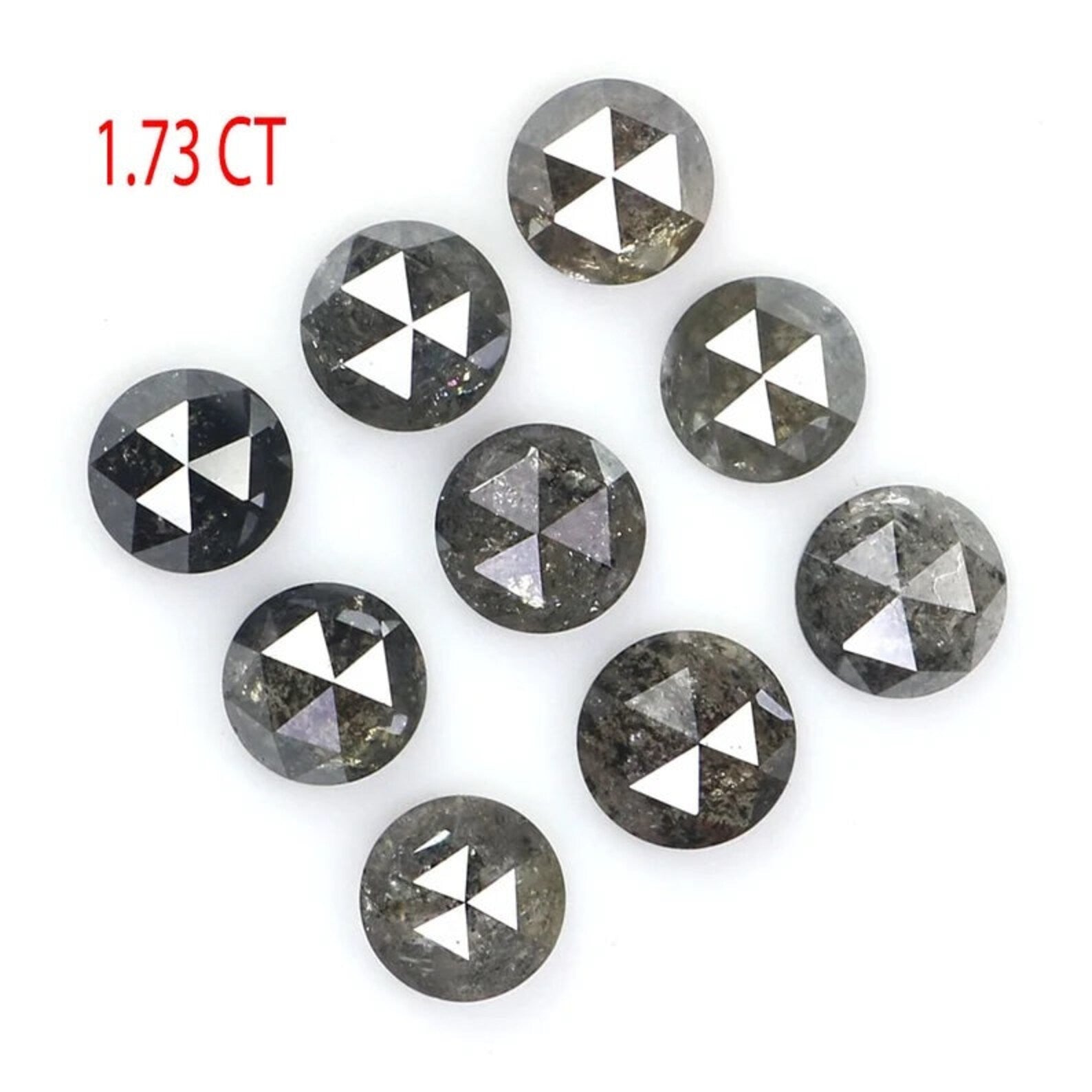 1.73 Ct Natural Loose Round Shape Diamond Salt And Pepper Round Cut Diamond 3.55 MM Natural Black Grey Color Round Rose Cut Diamond NQ2081
