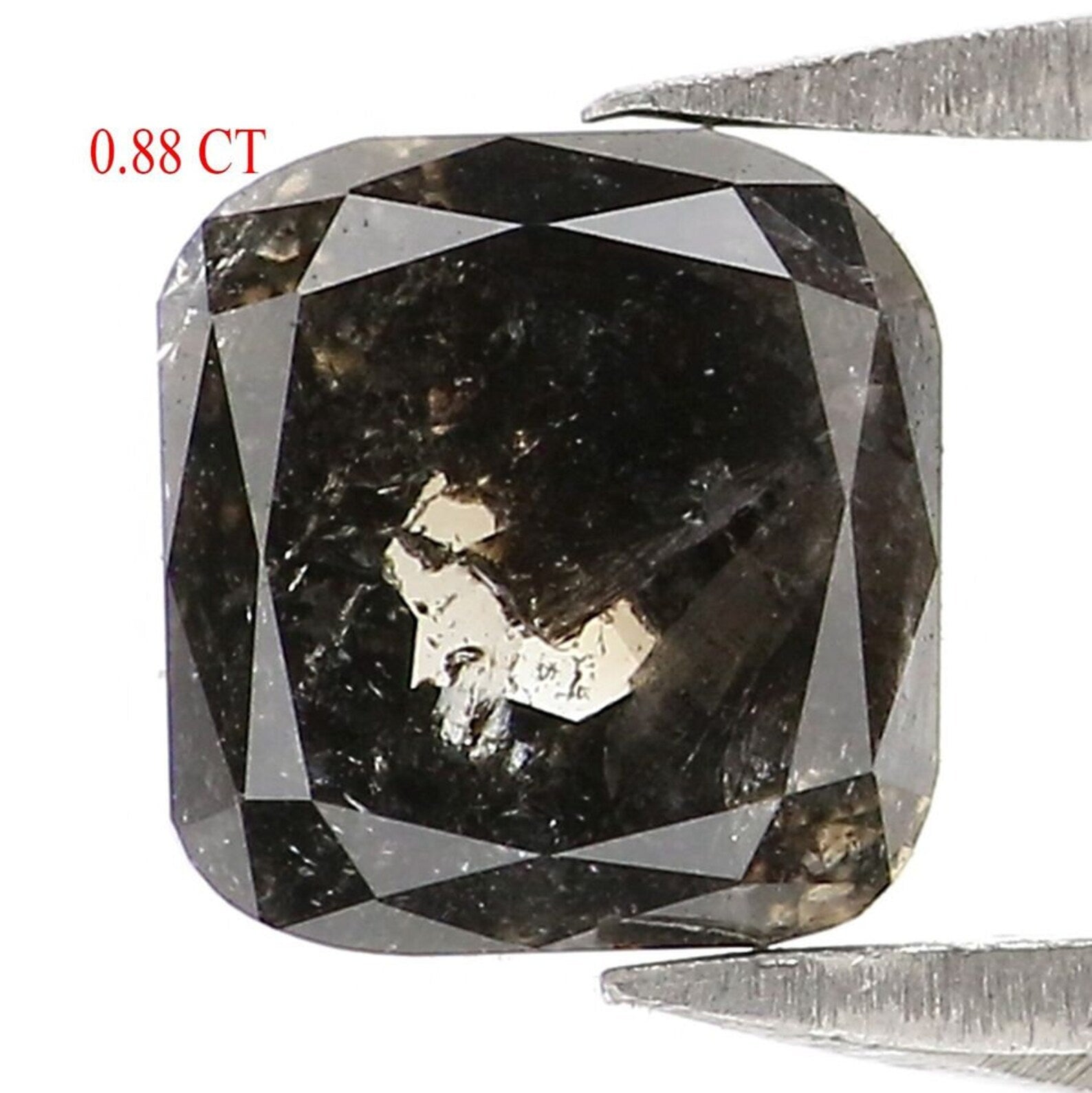 0.88 Ct Natural Loose Cushion Shape Diamond Salt And Pepper Cushion Diamond 5.40 MM Natural Black Grey Color Cushion Rose Cut Diamond NQ1133