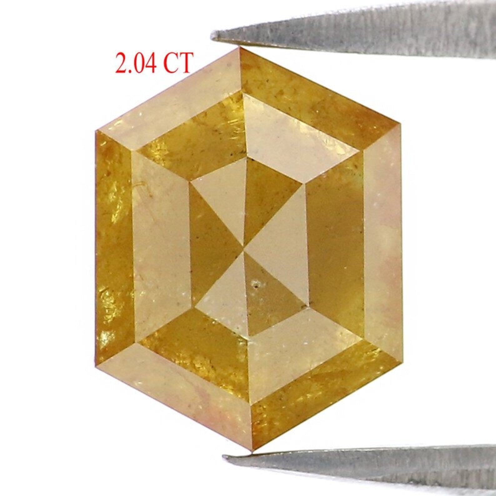 2.04 CT Natural Loose Hexagon Shape Diamond Yellow Color Hexagon Cut Diamond 8.45 MM Natural Diamond Yellow Hexagon Rose Cut Diamond NQ640