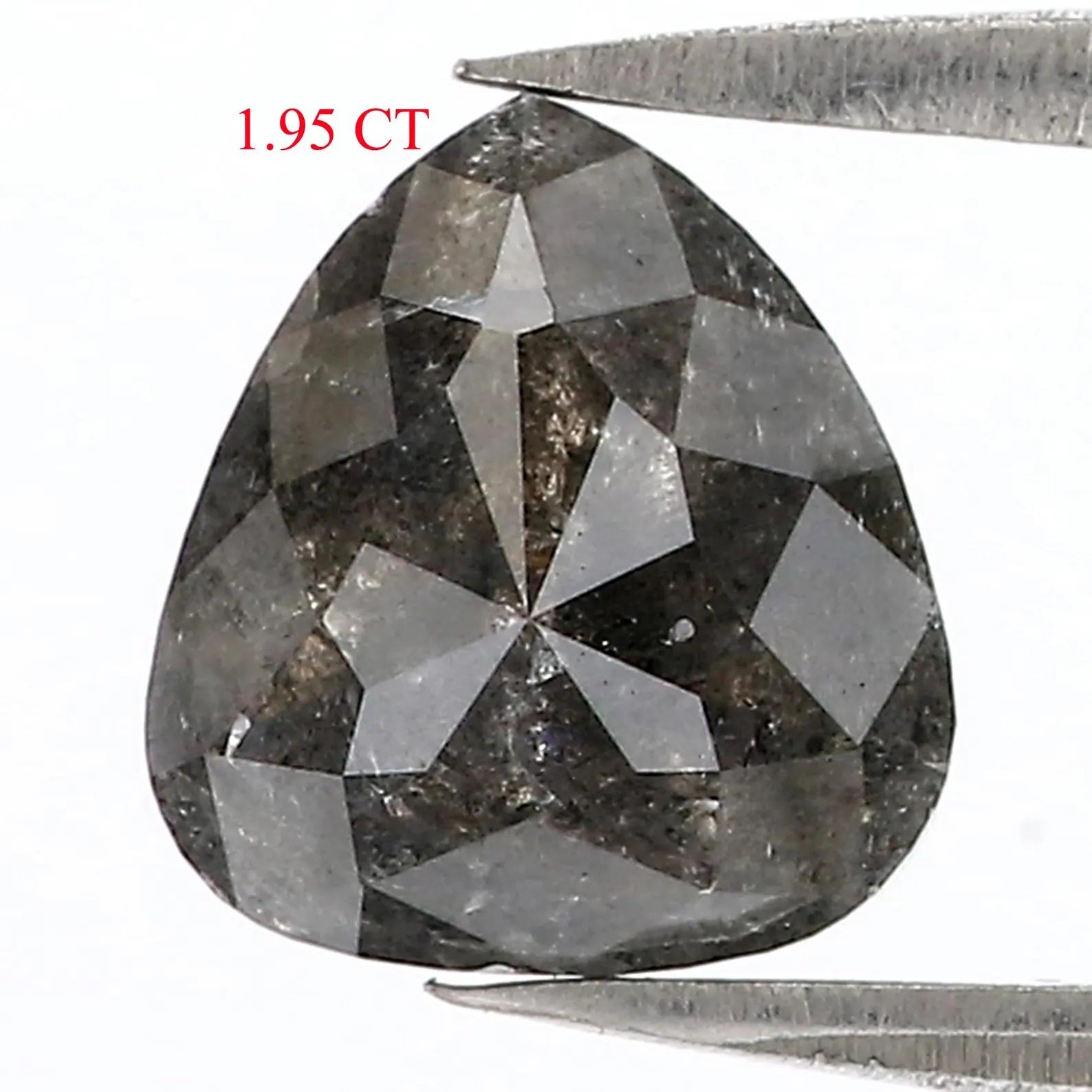 1.95 Ct Natural Loose Pear Shape Diamond Salt And Pepper Pear Diamond 8.85 MM Natural Loose Black Grey Color Pear Rose Cut Diamond QN9245