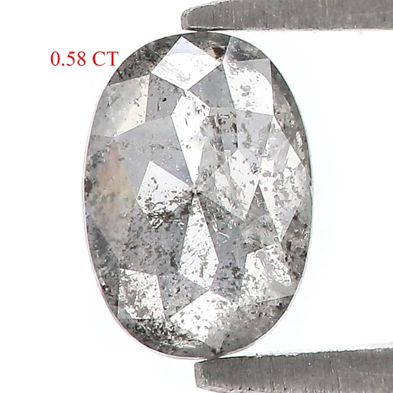 0.58 CT Natural Loose Oval Shape Diamond Salt And Pepper Oval Diamond 6.40 MM Natural Loose Black Grey Diamond Oval Rose Cut Diamond NQ1556