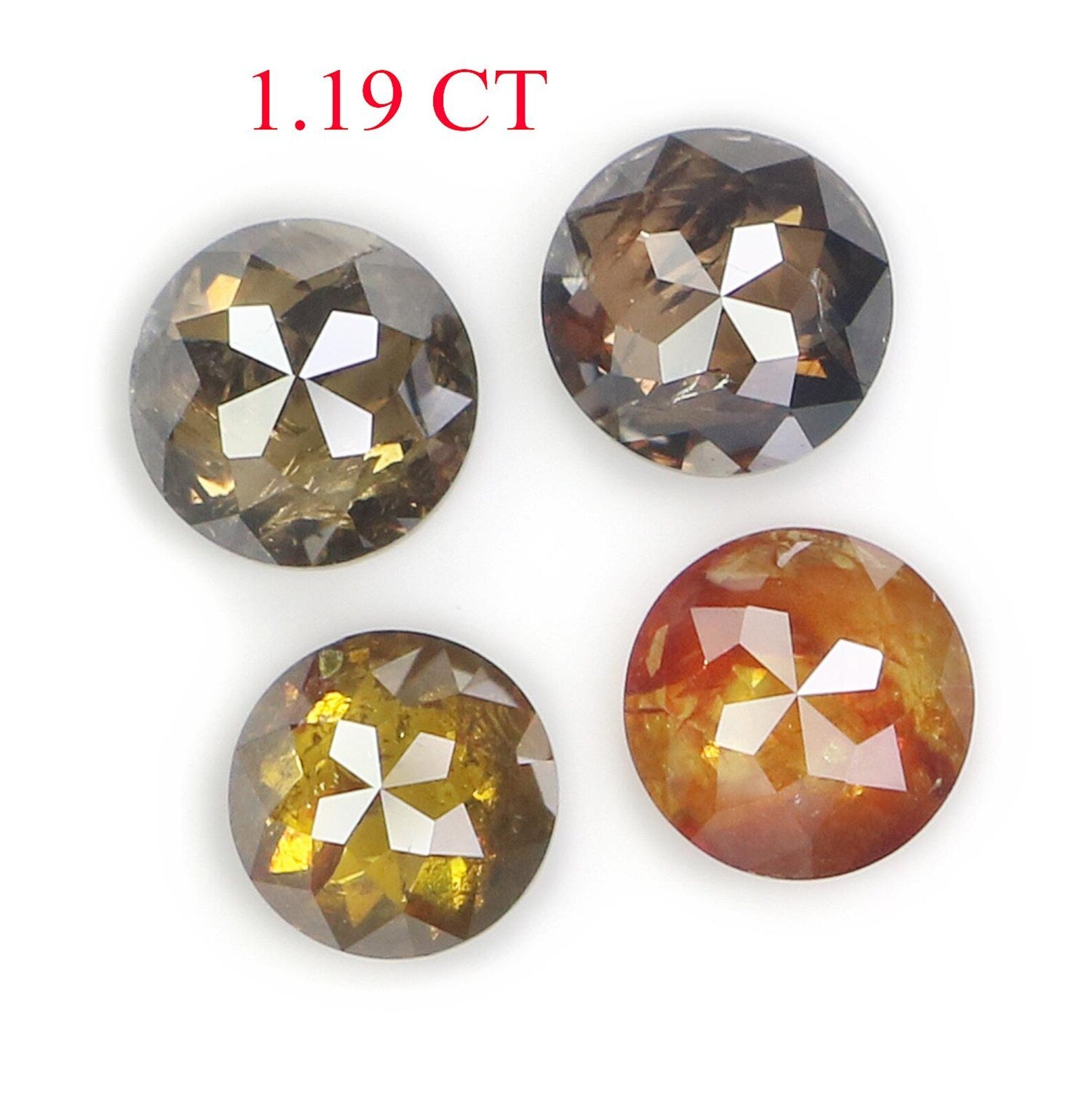 1.19 CT Natural Loose Round Cut Diamond Yellow Black Color Round Diamond 4.00 MM Natural Yellow Black Color Round Rose Cut Diamond NQ730