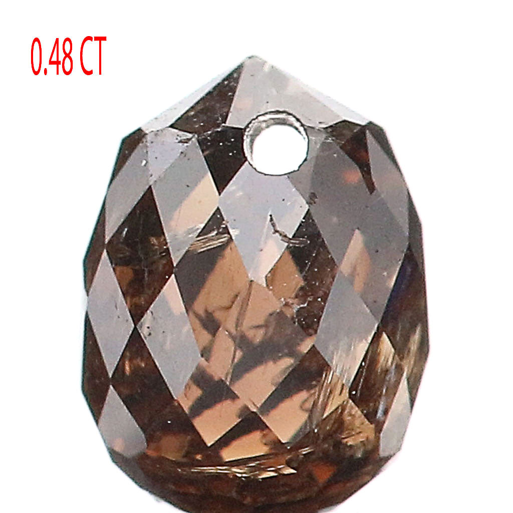 0.48 Ct Natural Loose Briolette Shape Diamond Brown Color Drop Diamond 4.60 MM Natural Loose Brown Color Briolette Rose Cut Diamond LQ9259