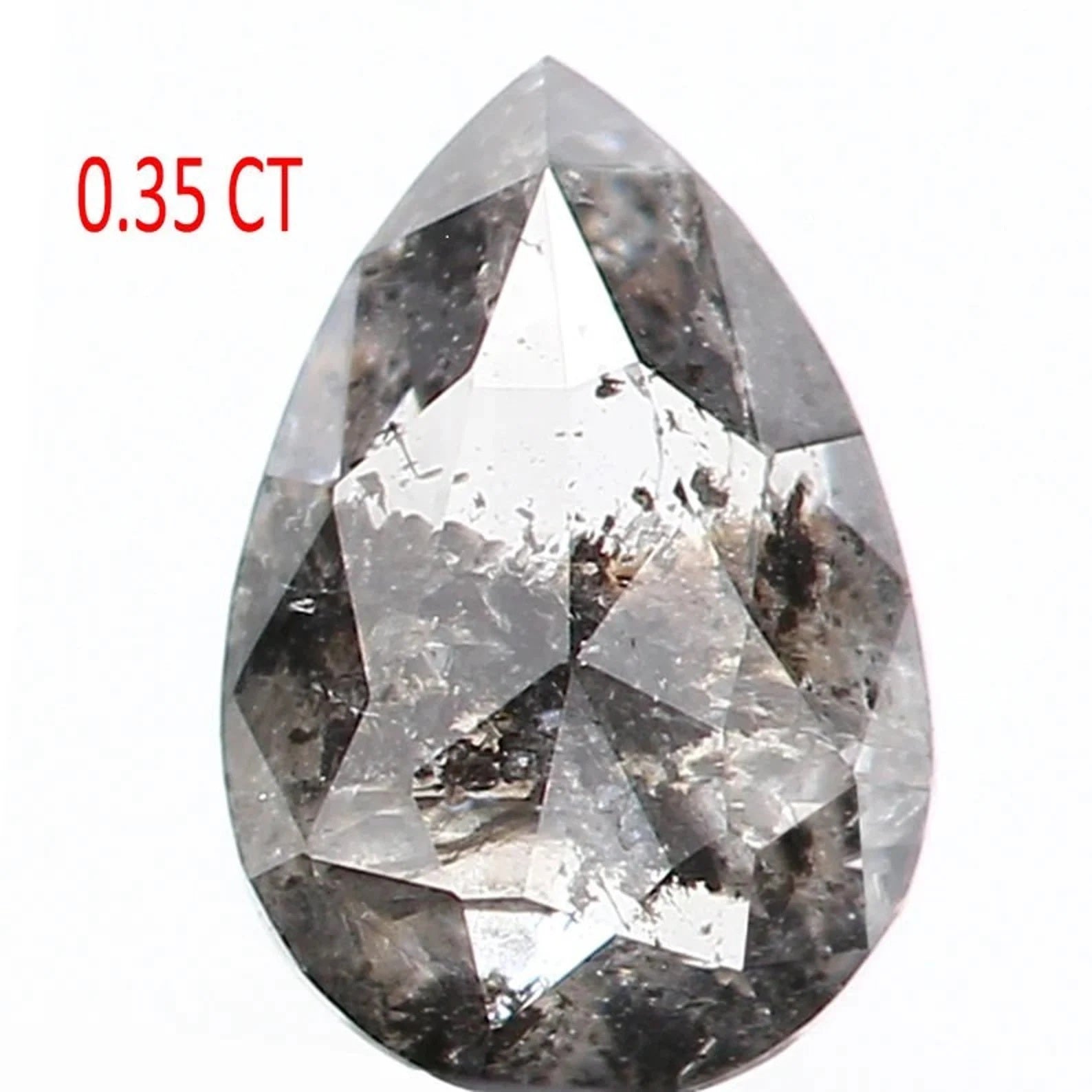 0.35 CT Natural Loose Pear Shape Diamond Salt And Pepper Pear Diamond 5.65 MM Natural Diamond Black Grey Color Pear Rose Cut Diamond NQ1056
