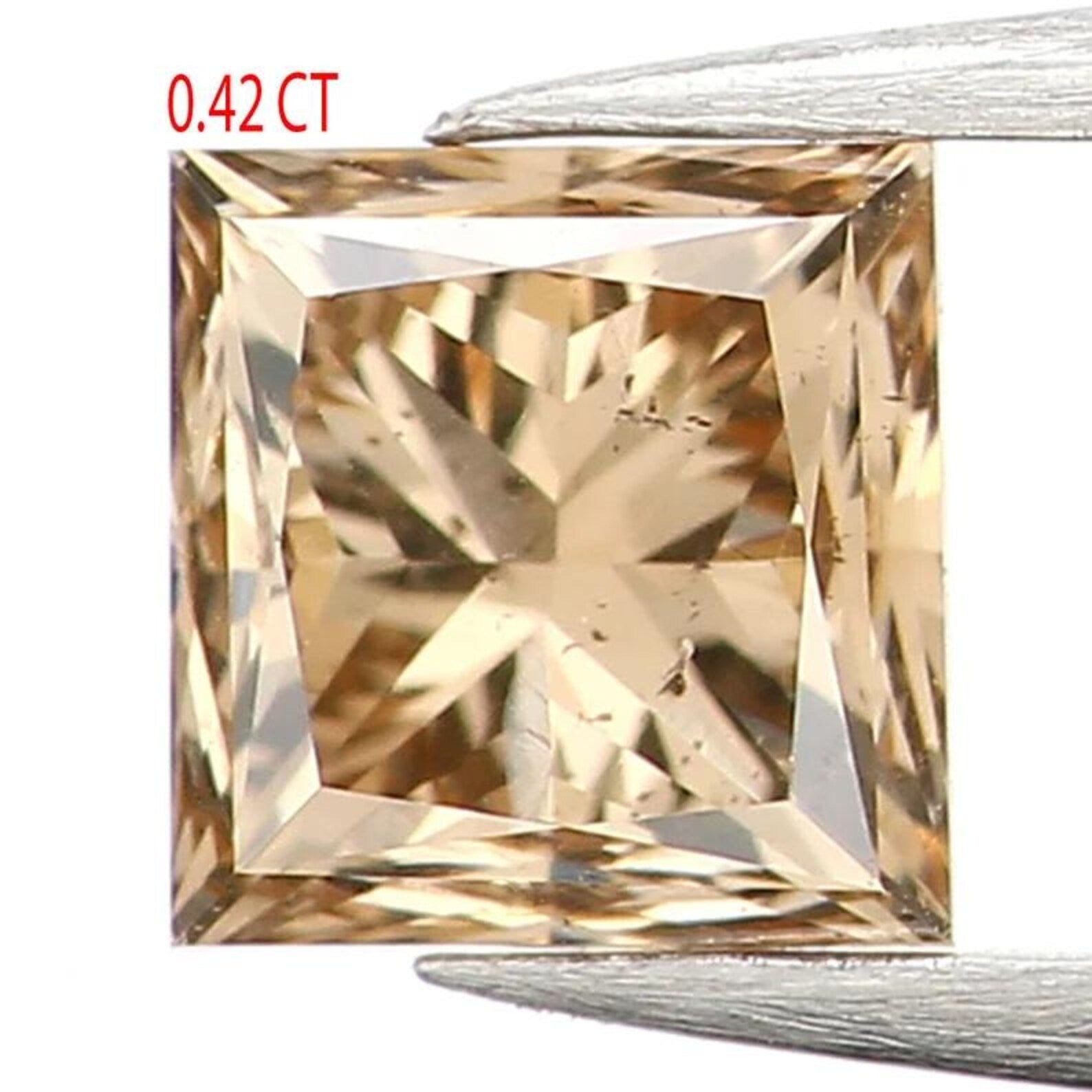 0.42 CT Natural Loose Princess Shape Diamond Brown Color Princess Diamond 3.80 MM Natural Brown Color Princess Brilliant Cut Diamond NQ1263