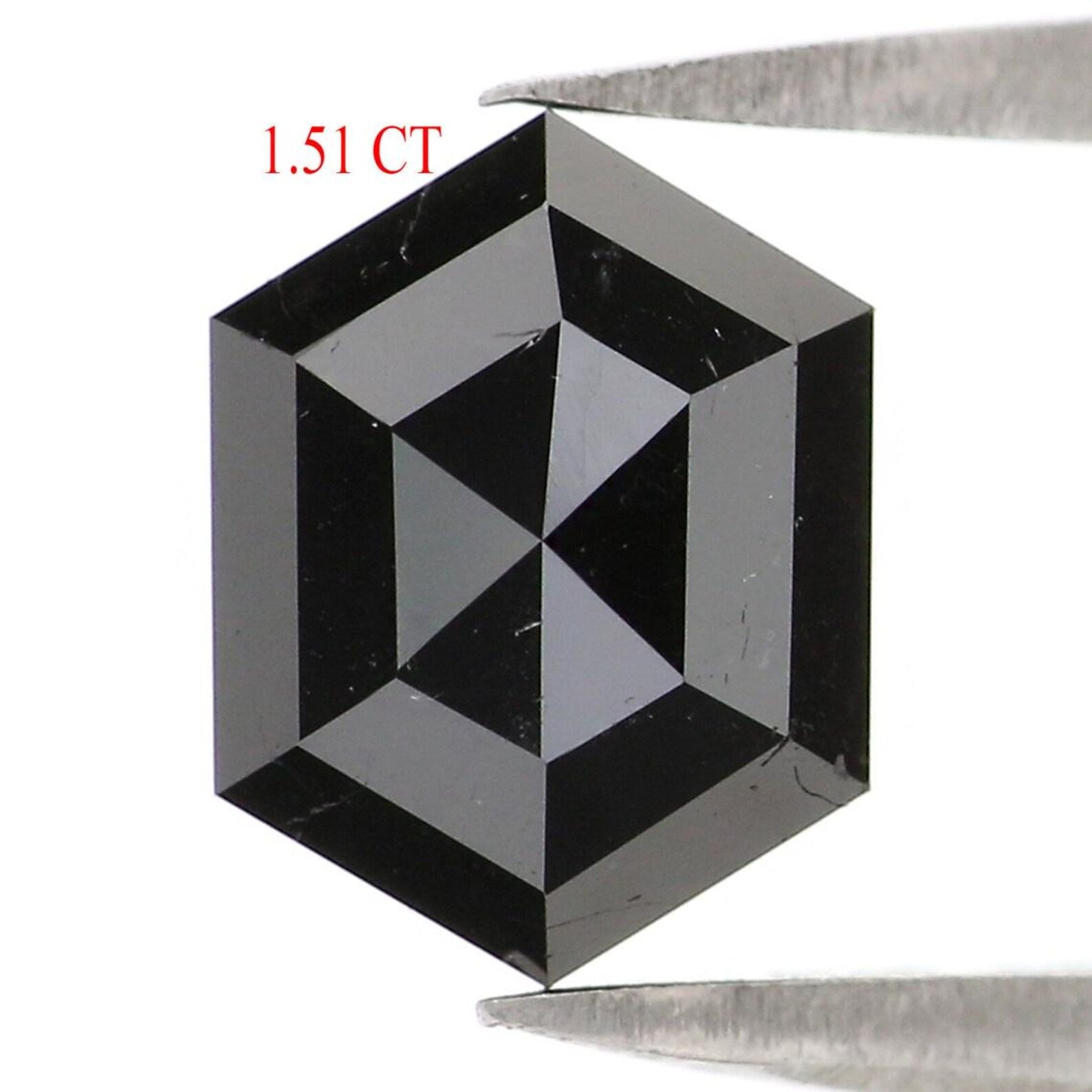 1.51 Ct Natural Loose Hexagon Shape Diamond Black Color Hexagon Diamond 7.65 MM Natural Loose Black Color Hexagon Rose Cut Diamond NQ537