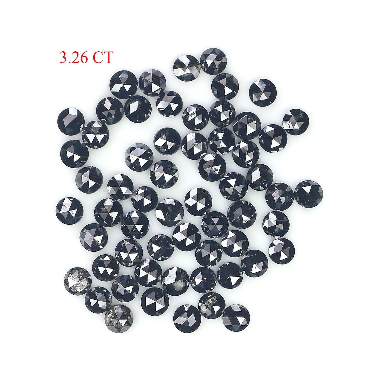 3.26 CT Natural Loose Round Shape Diamond Black Color Round Diamond 2.30 MM Natural Loose Diamond Black Color Round Rose Cut Diamond NQ1772