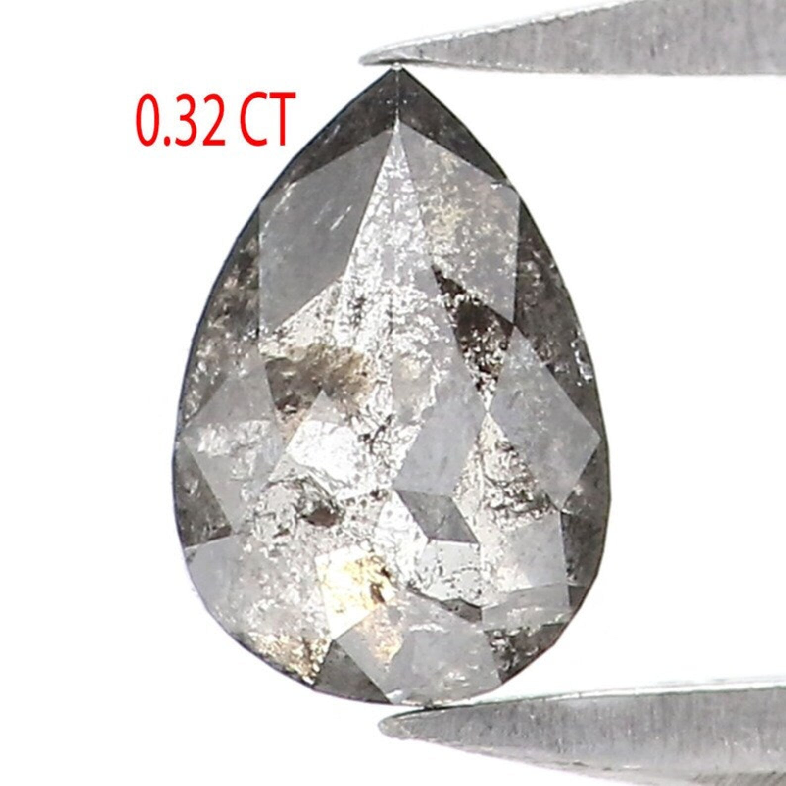 0.32 CT Natural Loose Pear Shape Diamond Salt And Pepper Pear Diamond 5.40 MM Natural Diamond Black Gray Color Pear Rose Cut Diamond NQ2115