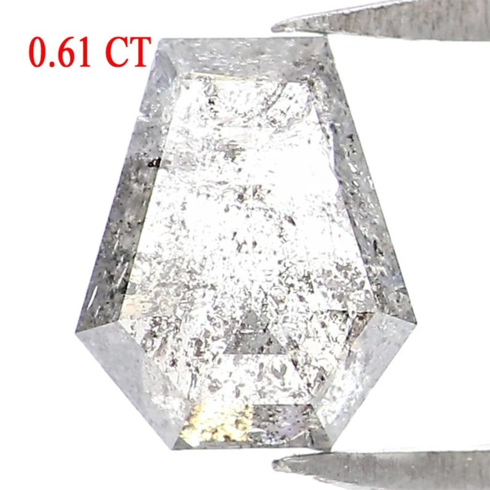 0.61 CT Natural Loose Coffin Shape Diamond Salt And Pepper Coffin Diamond 6.20 MM Natural Black Gray Color Coffin Rose Cut Diamond QN1888