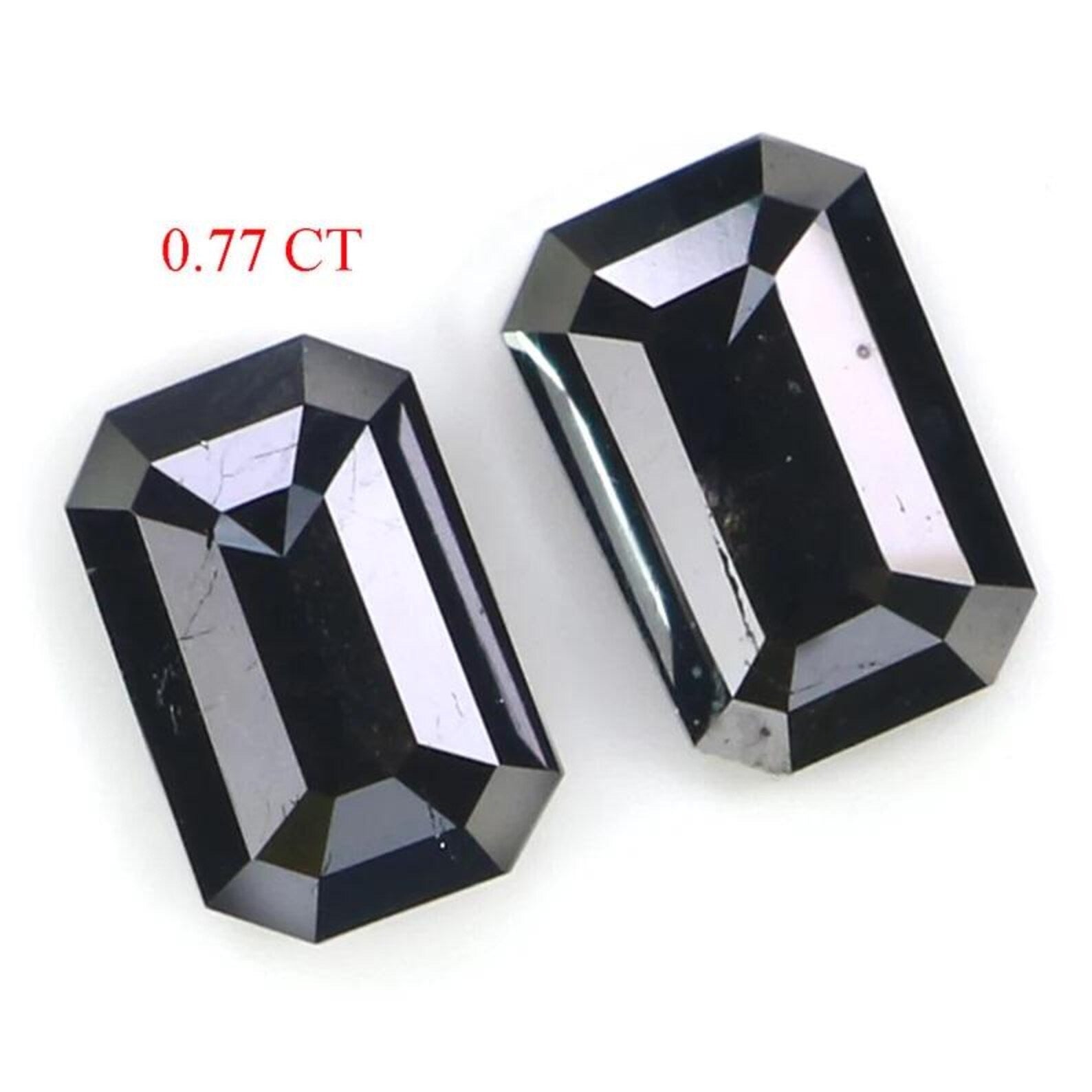 0.74 CT Natural Loose Emerald Shape Pair Diamond Black Color Emerald Diamond 5.75 MM Natural Black Color Emerald Rose Cut Diamond NQB2265