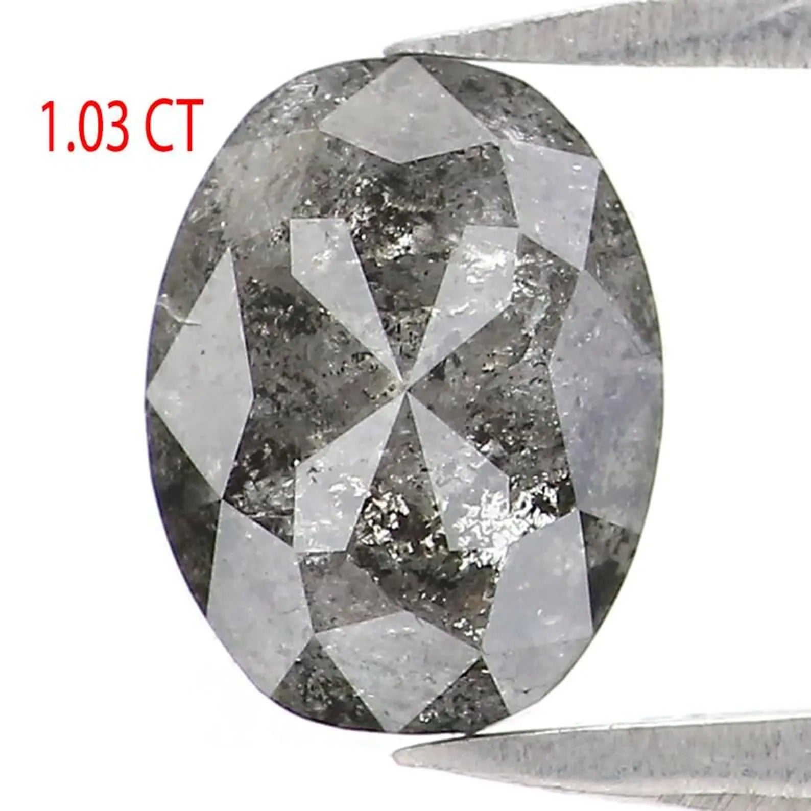 1.03 CT Natural Loose Oval Shape Diamond Salt And Pepper Oval Diamond 6.90 MM Natural Diamond Black Grey Color Oval Rose Cut Diamond NQ1352