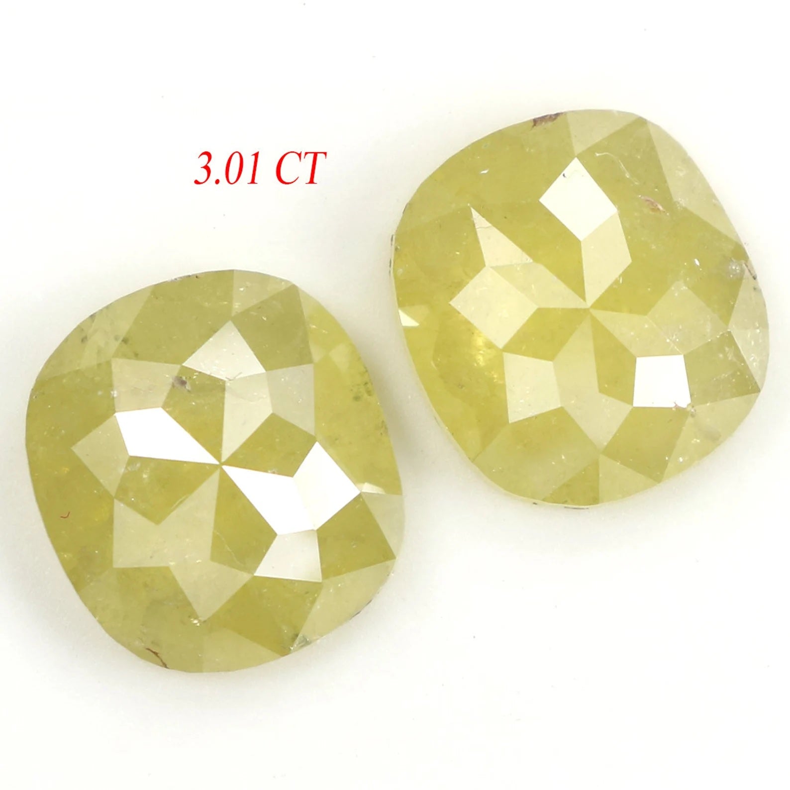 3.01 CT Natural Loose Cushion Pair Diamond Yellow Color Cushion Cut Diamond 7.80 MM Natural Loose Cushion Shape Rose Cut Diamond KDN9872
